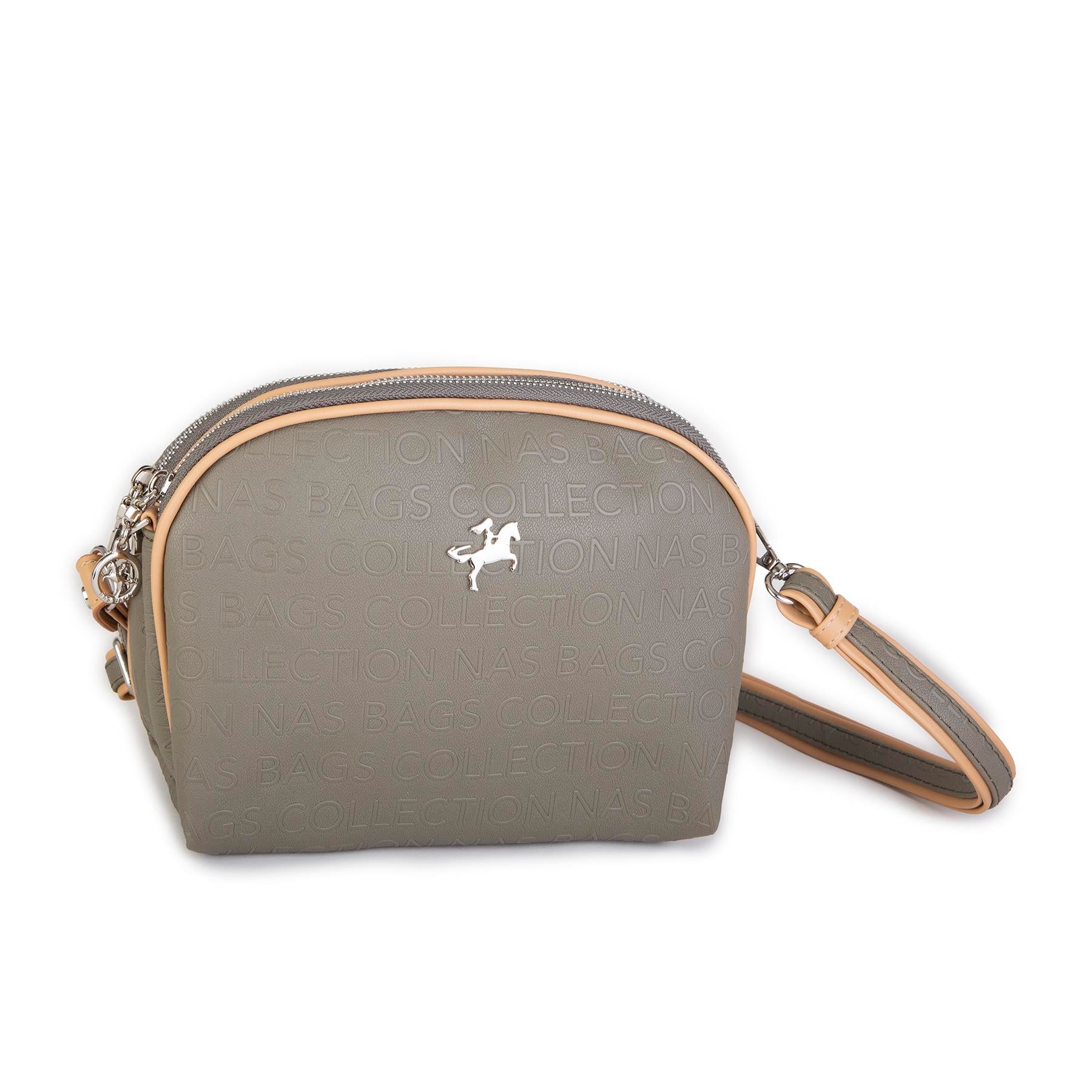 Nas Bag Kadın Çapraz Çantası Çift Gözlü Yeşil Camel Gofraj