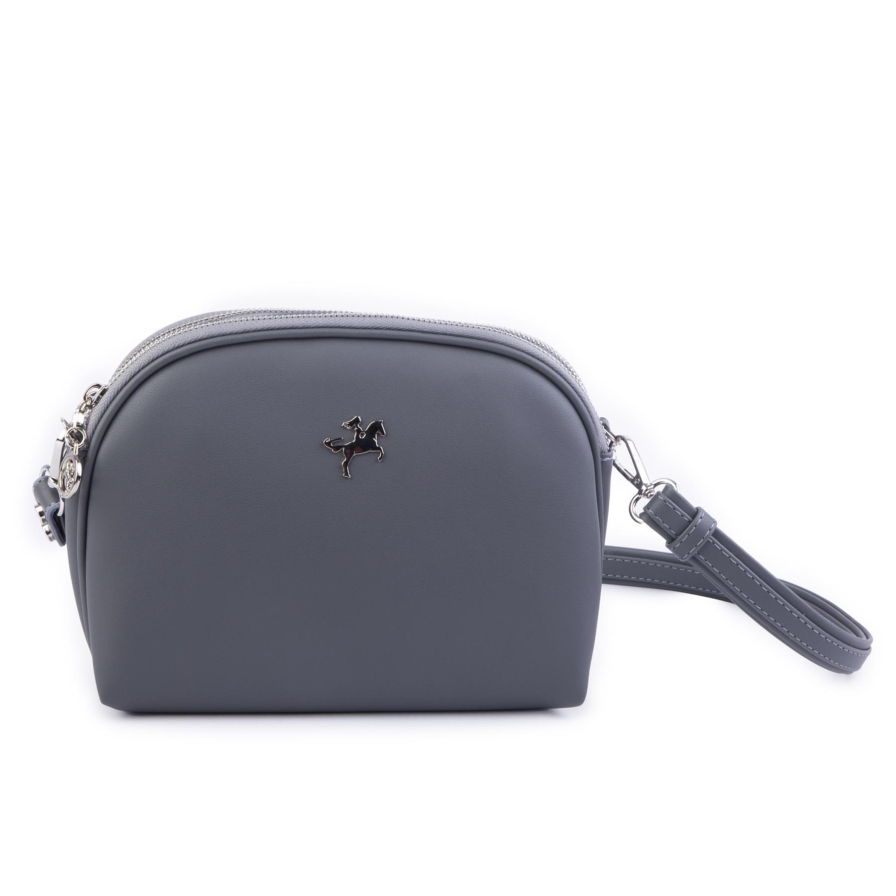 Nas Bag Kadın Çapraz Çantası Çift Gözlü Gri  Dona (en:24cm ; boy :20 cm)
