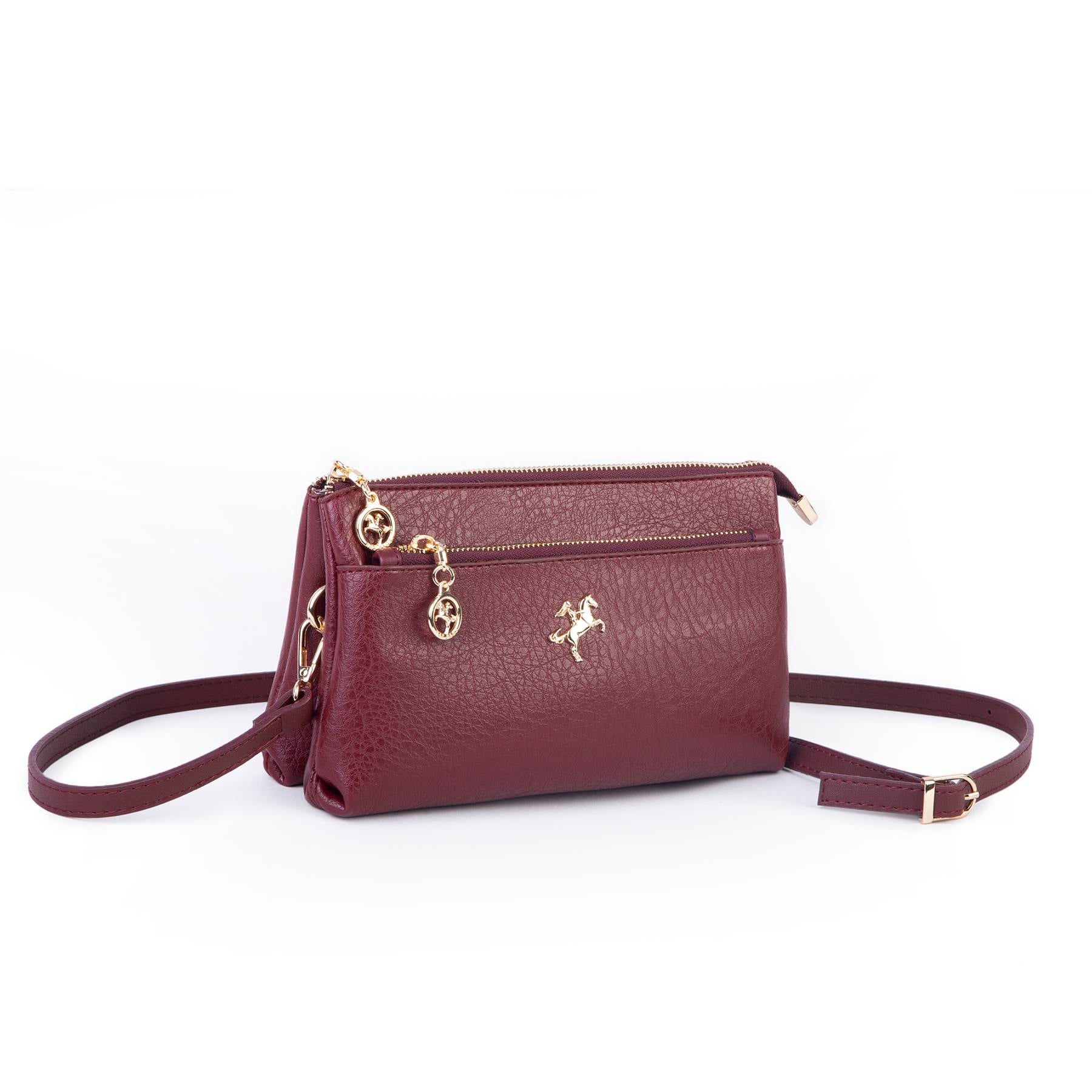 Nas Bag Kadın Çapraz ve Clutch Çanta Bilek ve Çapraz Askılı (24x15 cm) Bordo Victoria 