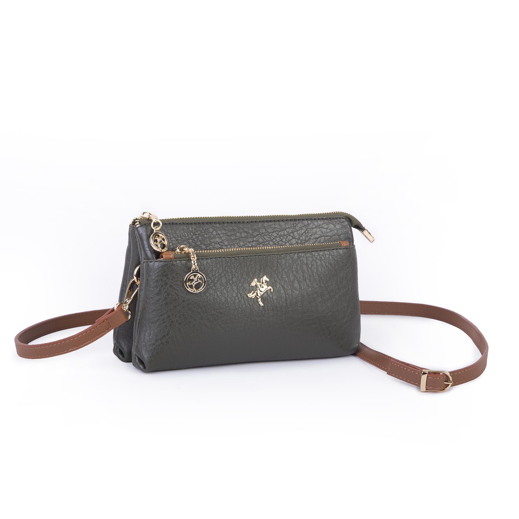 Nas Bag Kadın Çapraz ve Clutch Çanta Bilek ve Çapraz Askılı (24x15 cm) Haki Taba Victoria 