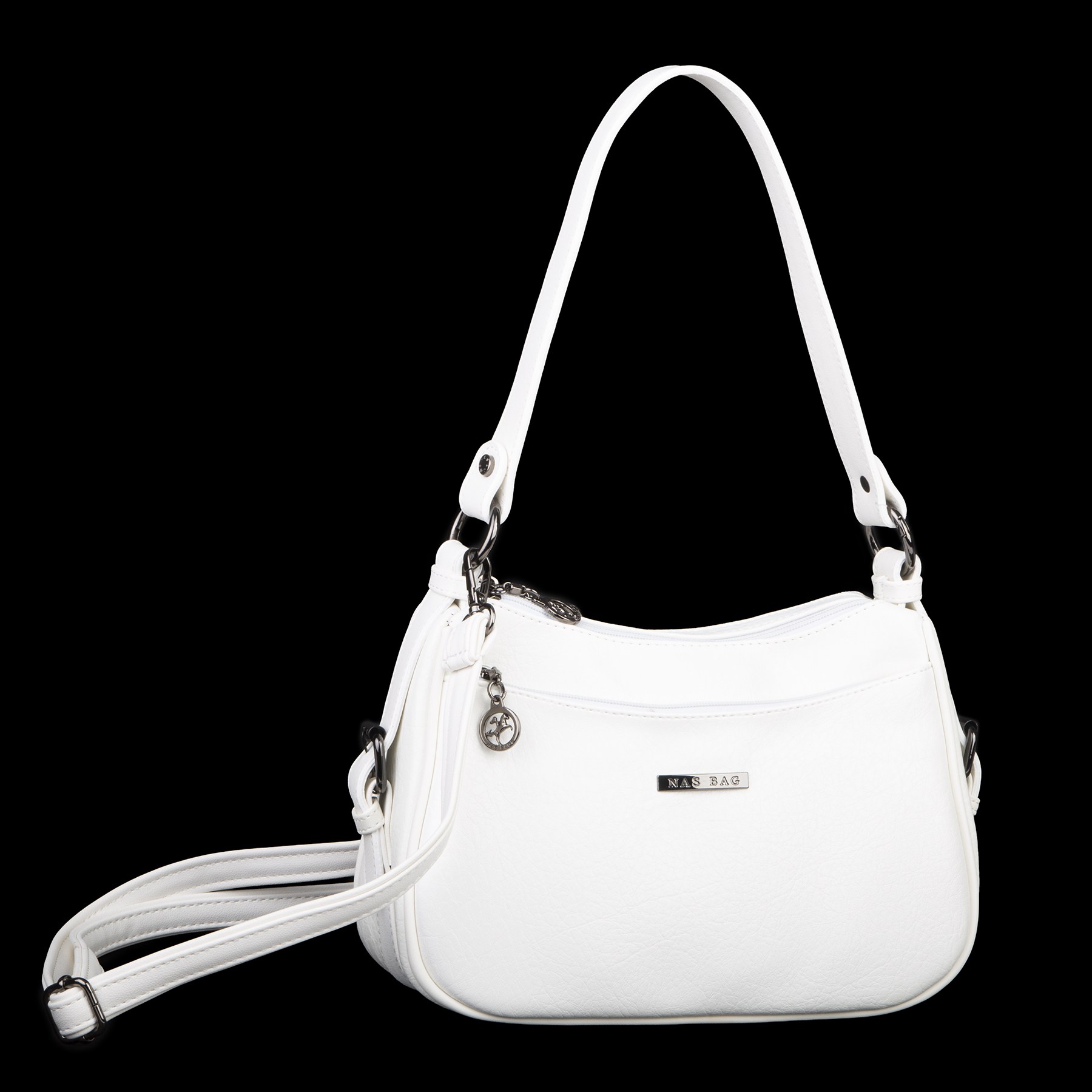 Nas Bag Kadın Çapraz ve Omuz Çanta  (27x19 cm) Beyaz Victoria 