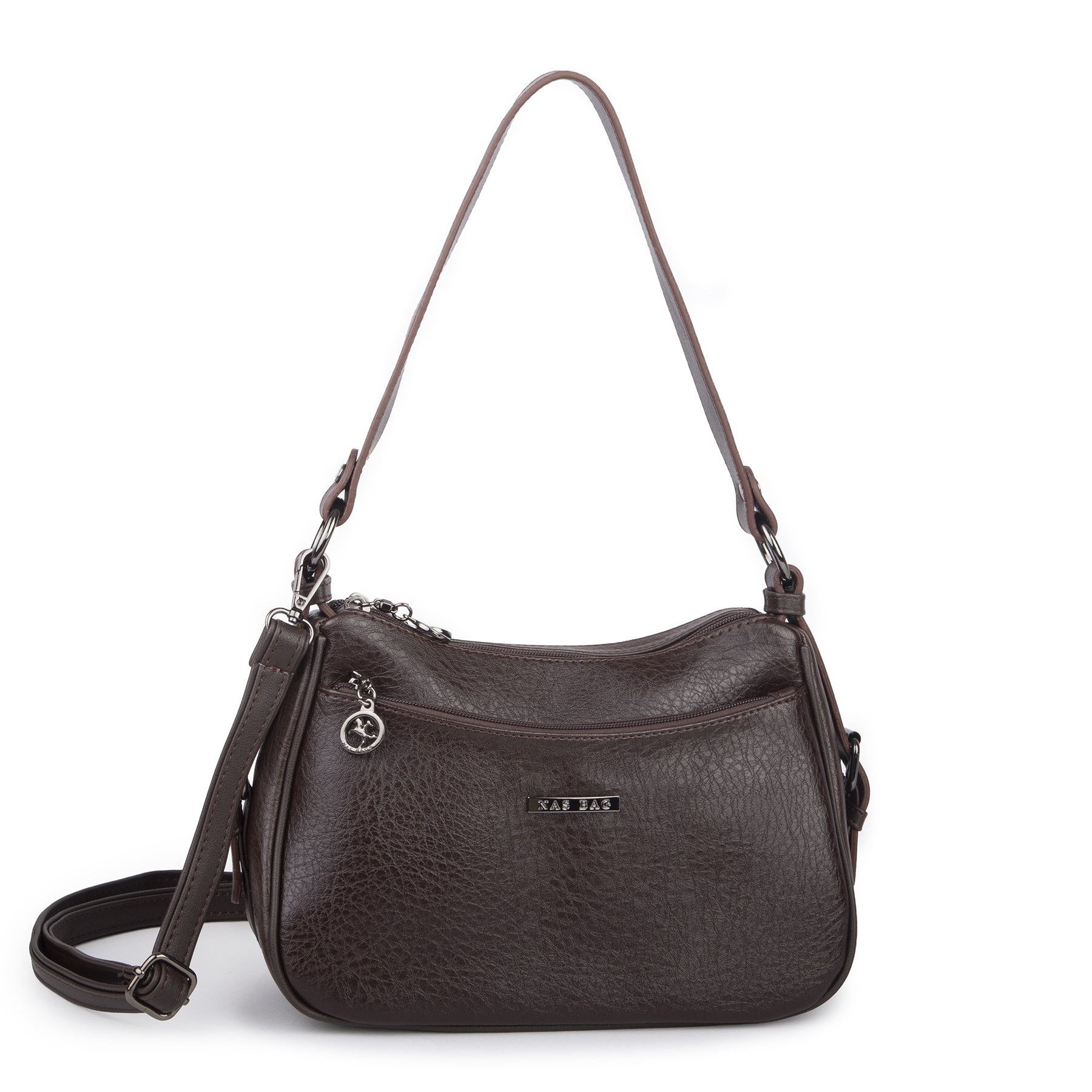 Nas Bag Kadın Çapraz ve Omuz Çanta  (27x19 cm) Kahverengi Victoria 