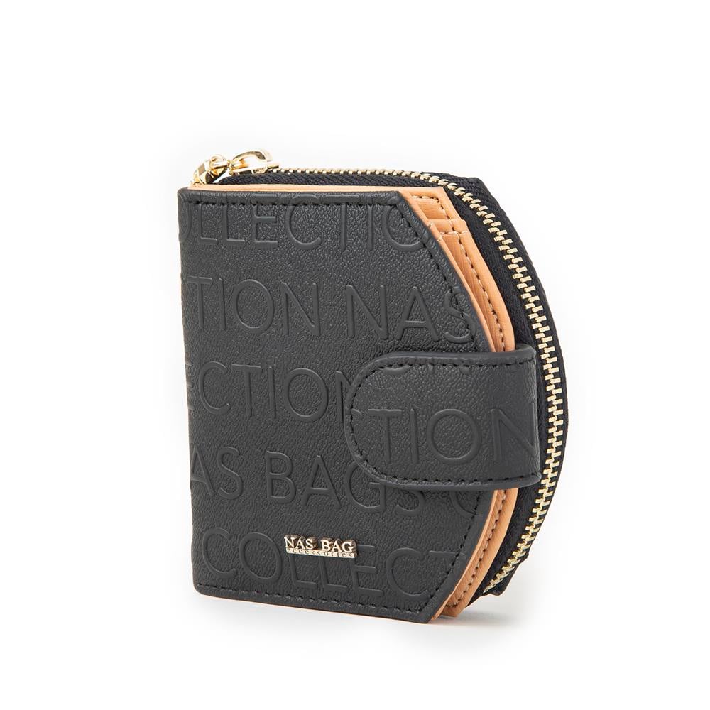 Nas Bag Kadın Çok Fonksiyonlu Cüzdan Siyah Camel Gofraj