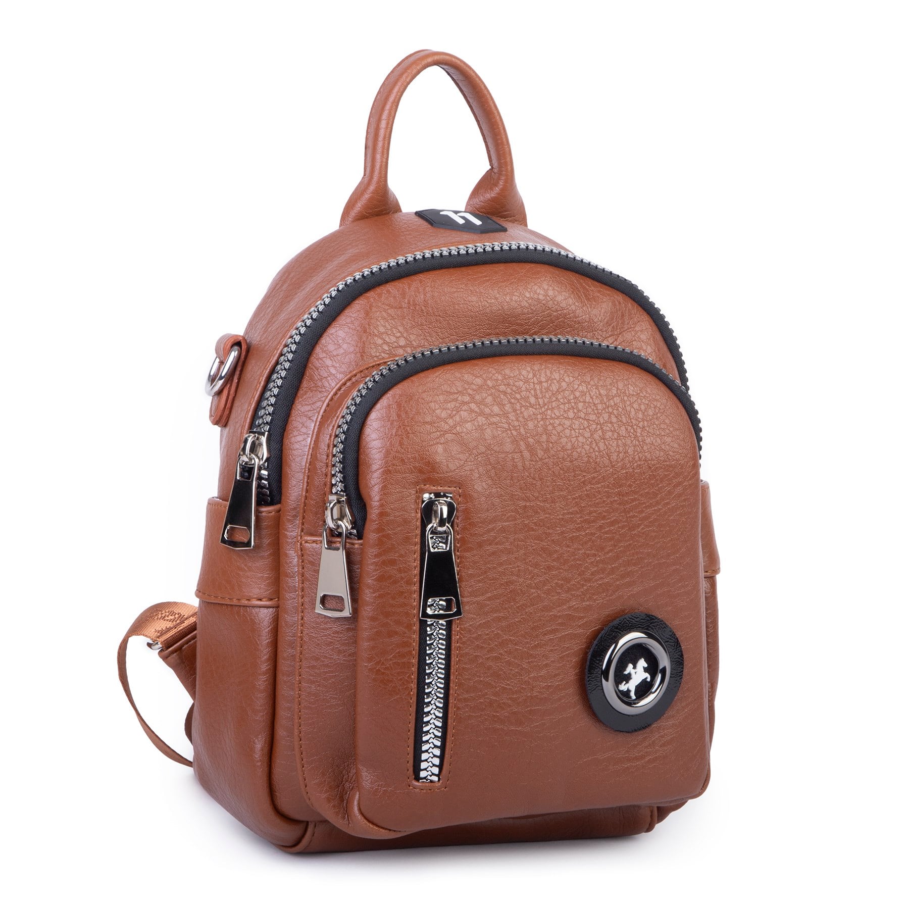 Nas Bag Kadın Dönüştürülebilir Sırt ve Omuz Çantası Şık Geniş Fermuarlı Çanta (24x31x14 cm) Taba Victoria