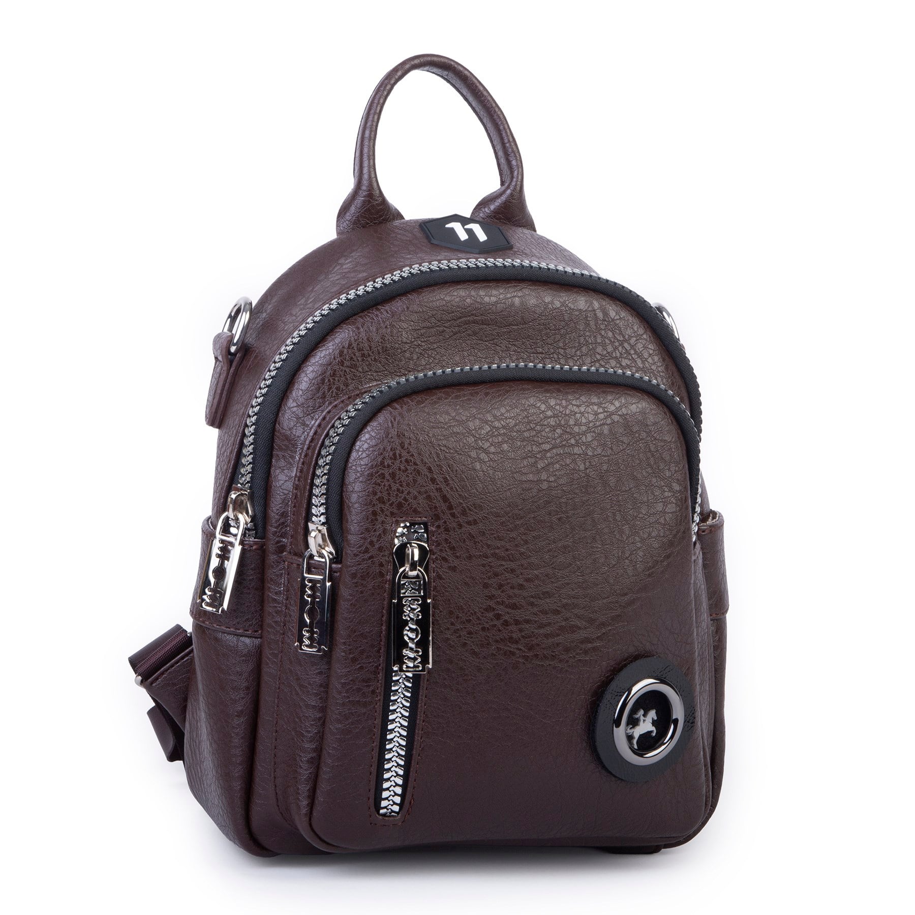 Nas Bag Kadın Dönüştürülebilir Sırt ve Omuz Çantası Şık Geniş Fermuarlı Çanta (24x31x14 cm) Kahve Victoria