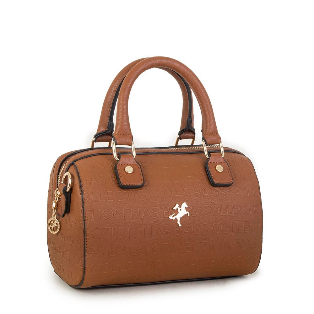 Nas Bag Kadın El Çantası Taba Gofraj