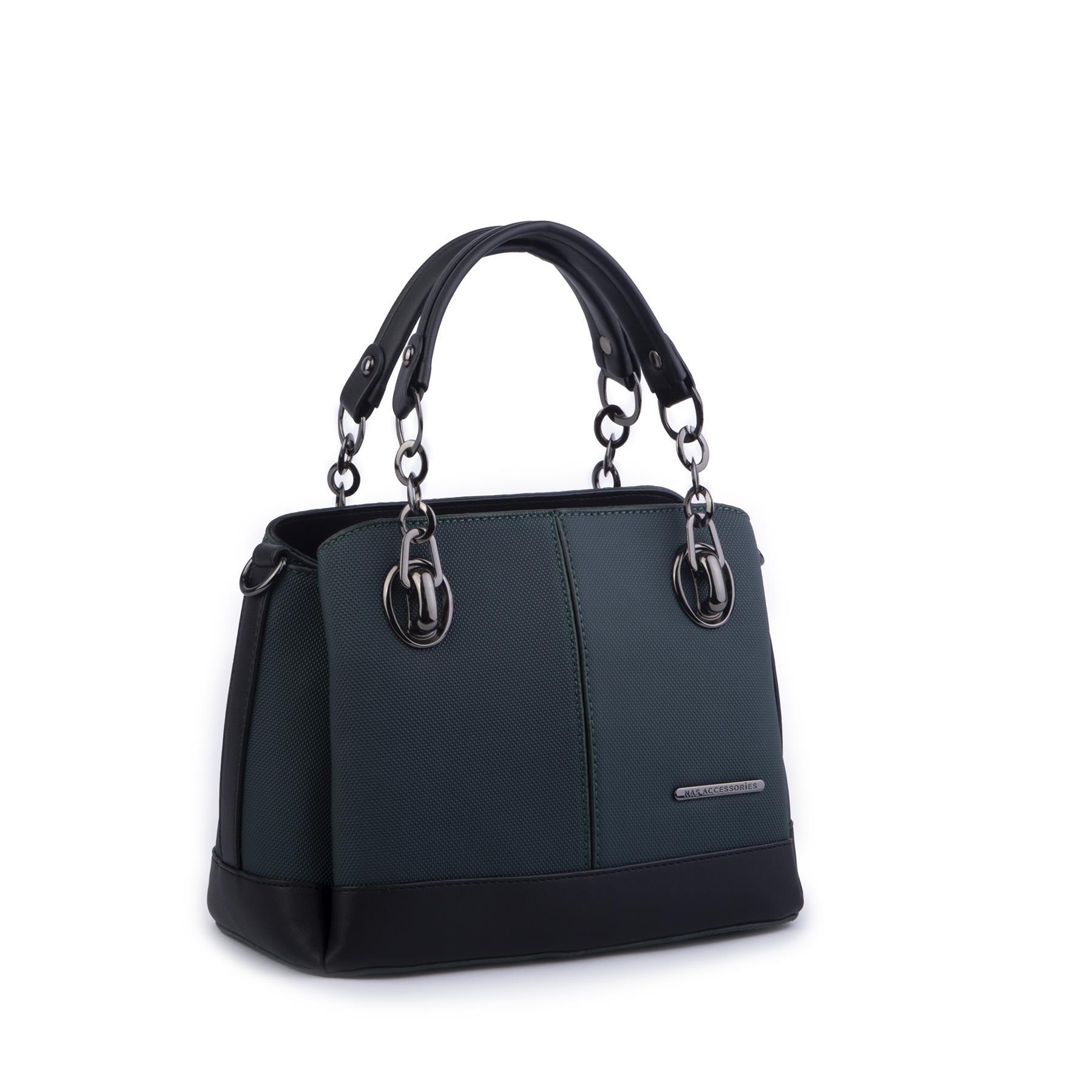 Nas Bag Kadın El ve Omuz Çantası Petrol Lacst  (en:28 cm ; boy:21 cm )
