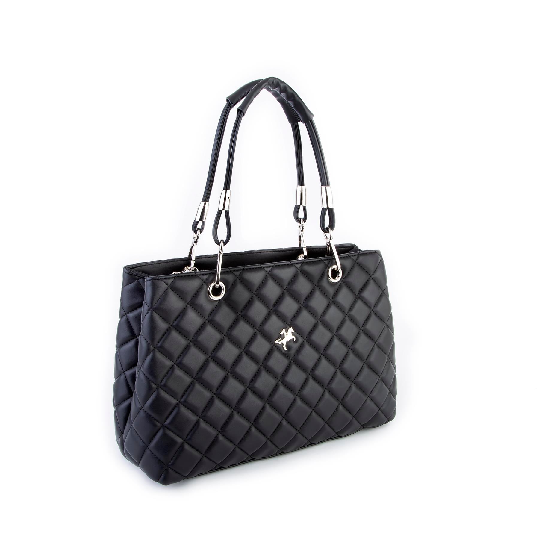 Nas Bag Kadın El ve Omuz  Çantası Siyah Kuzu (en:23 cm x boy :36 cm)