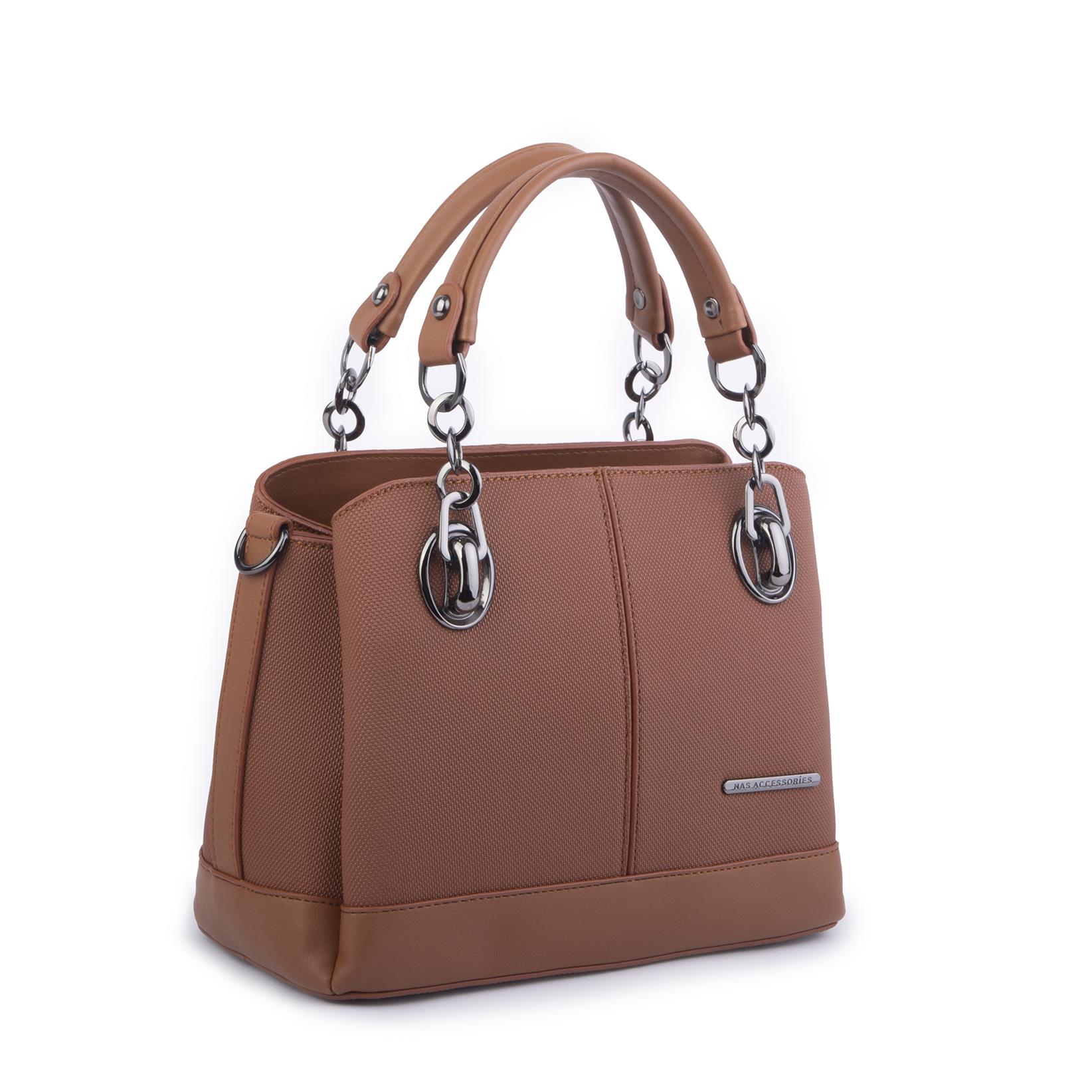 Nas Bag Kadın El ve Omuz Çantası Taba Lacst  (en:28 cm ; boy:21 cm )