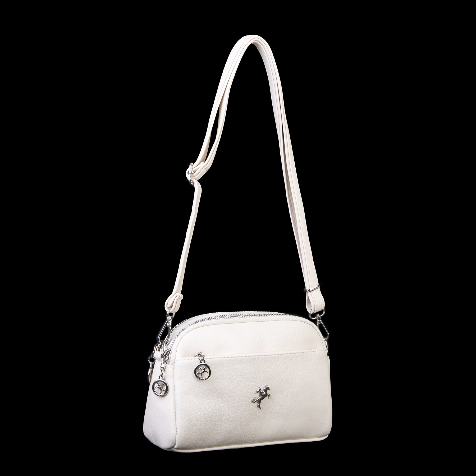 Nas Bag Kadın Günlük Sade Şık Çok Gözlü Çapraz Çanta (23x14 cm) Krem Victoria