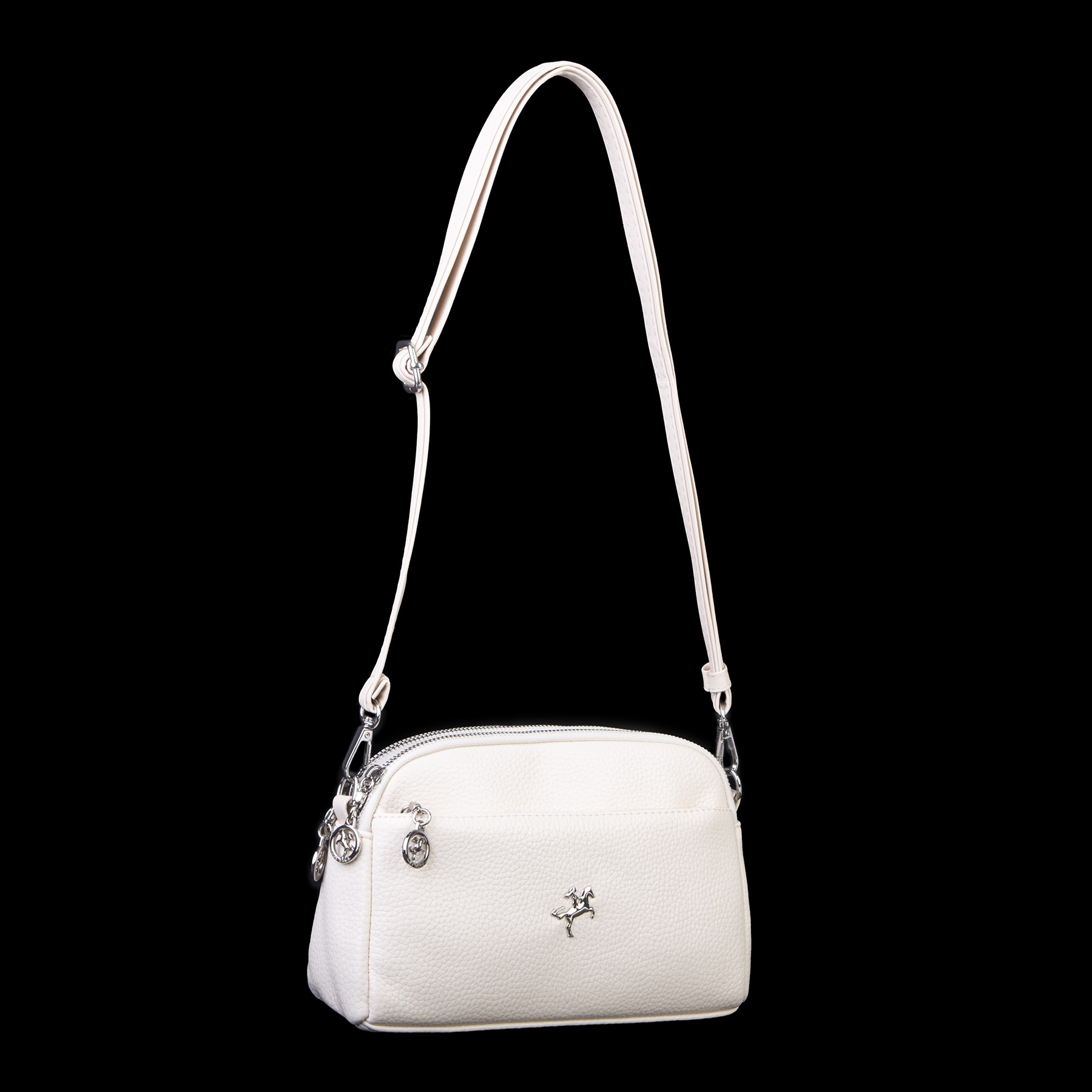 Nas Bag Kadın Günlük Sade Şık Çok Gözlü Çapraz Çanta (23x14 cm) Krem Lopez