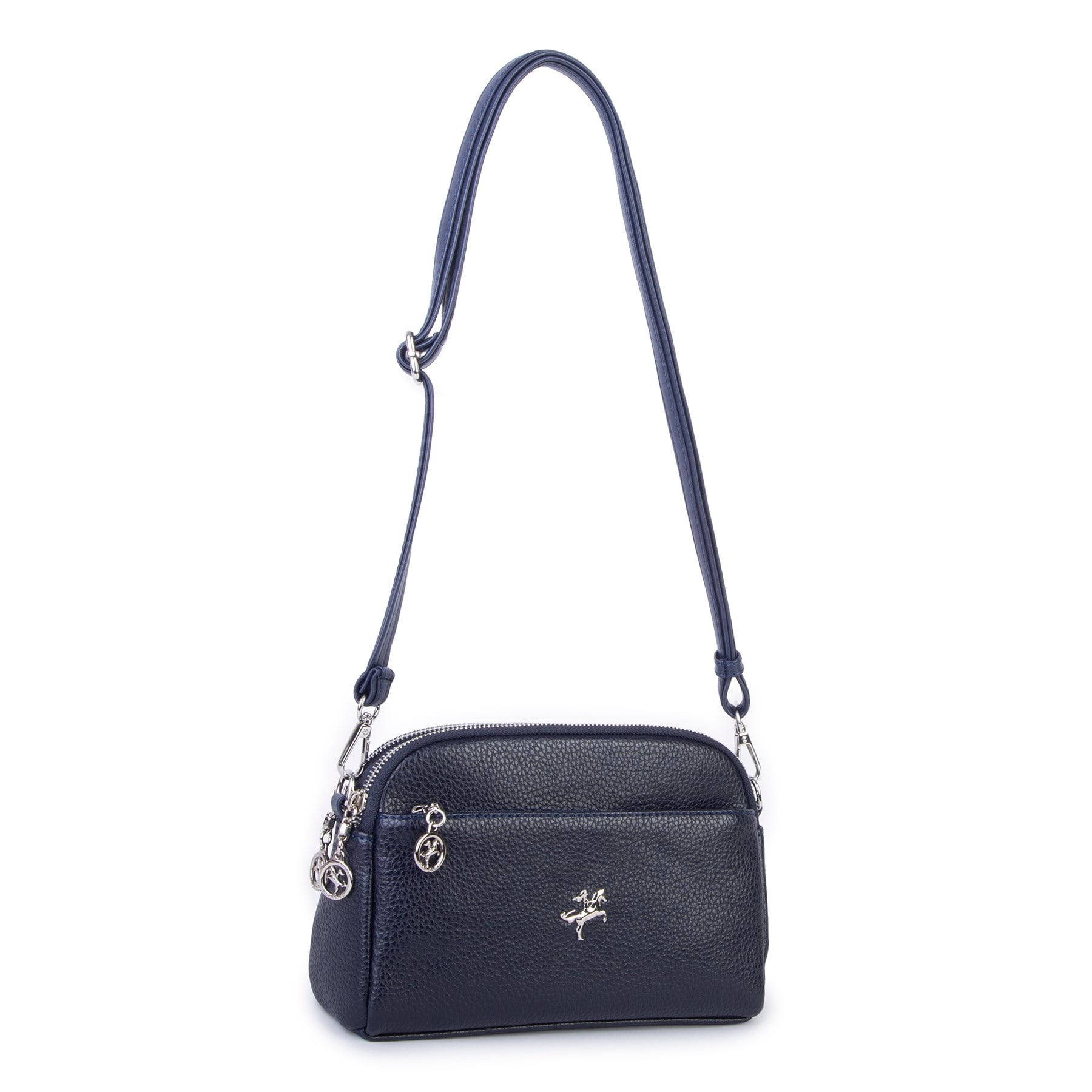 Nas Bag Kadın Günlük Sade Şık Çok Gözlü Çapraz Çanta (23x14 cm) Lacivert Lopez