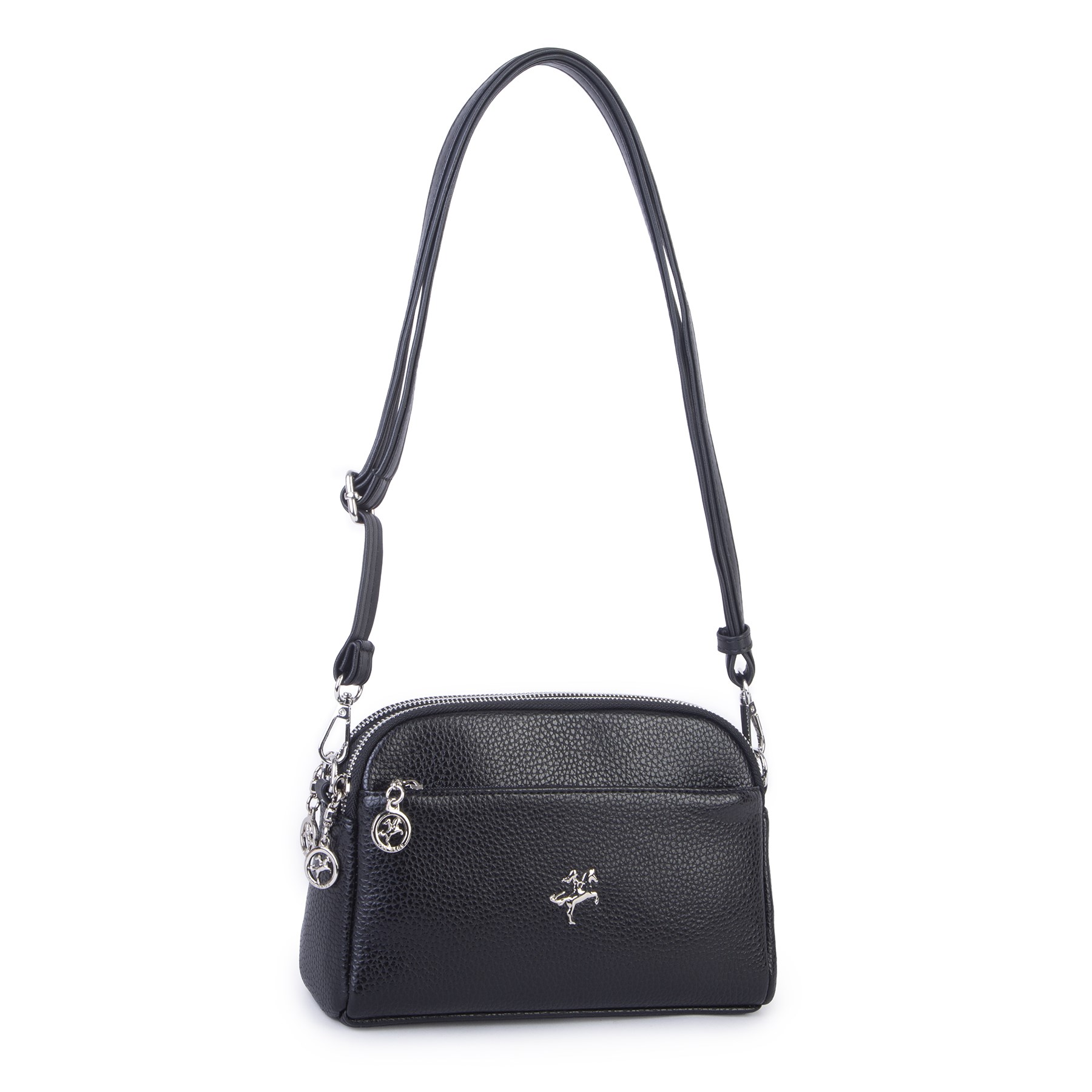Nas Bag Kadın Günlük Sade Şık Çok Gözlü Çapraz Çanta (23x14 cm) Siyah Lopez