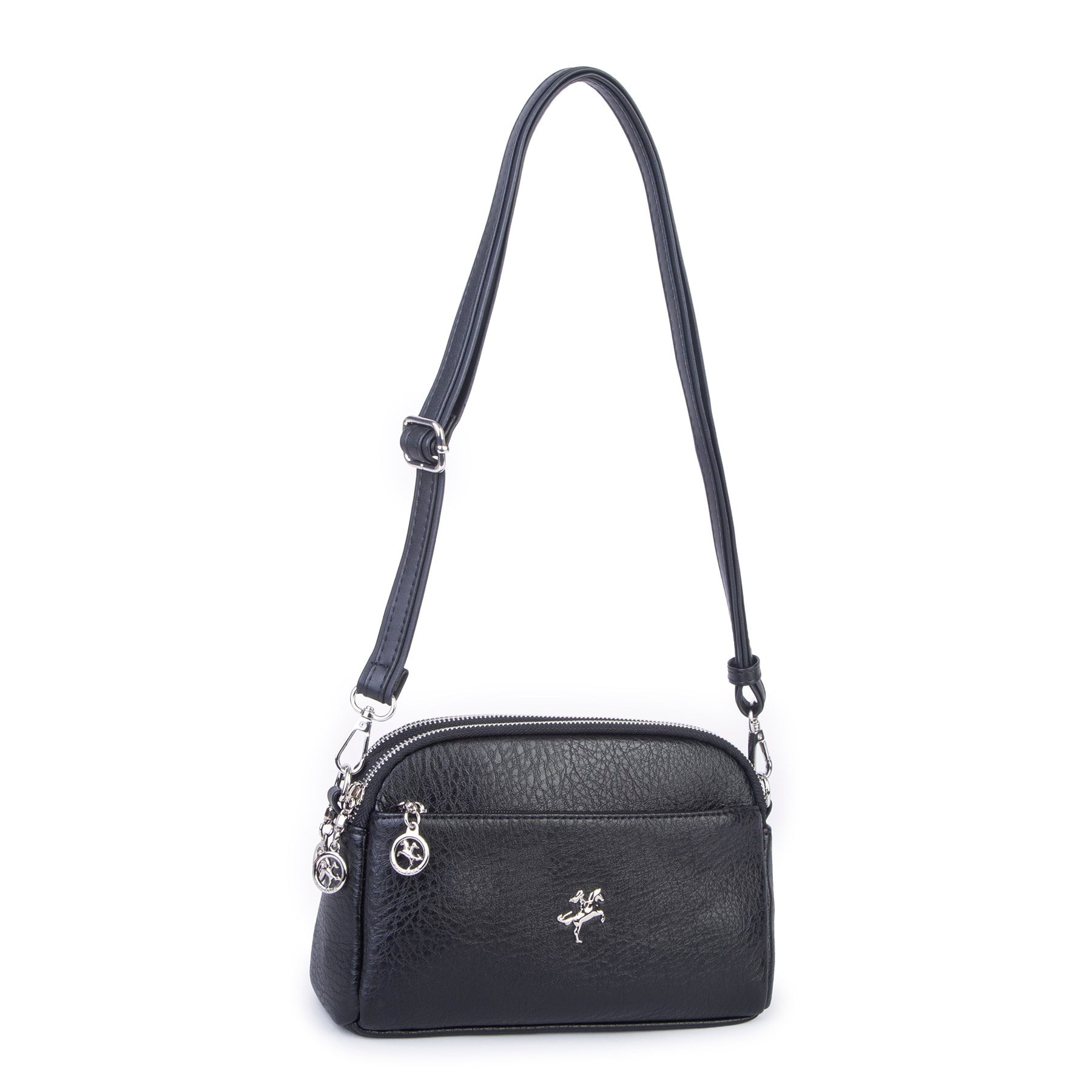 Nas Bag Kadın Günlük Sade Şık Çok Gözlü Çapraz Çanta (23x14 cm) Siyah Victoria