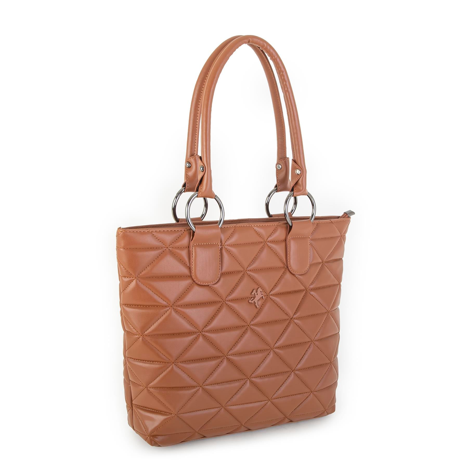 Nas Bag Kadın Kapitone  Büyük Boy Omuz Çantası ( 34x33x9 cm) Taba   Kapitone 