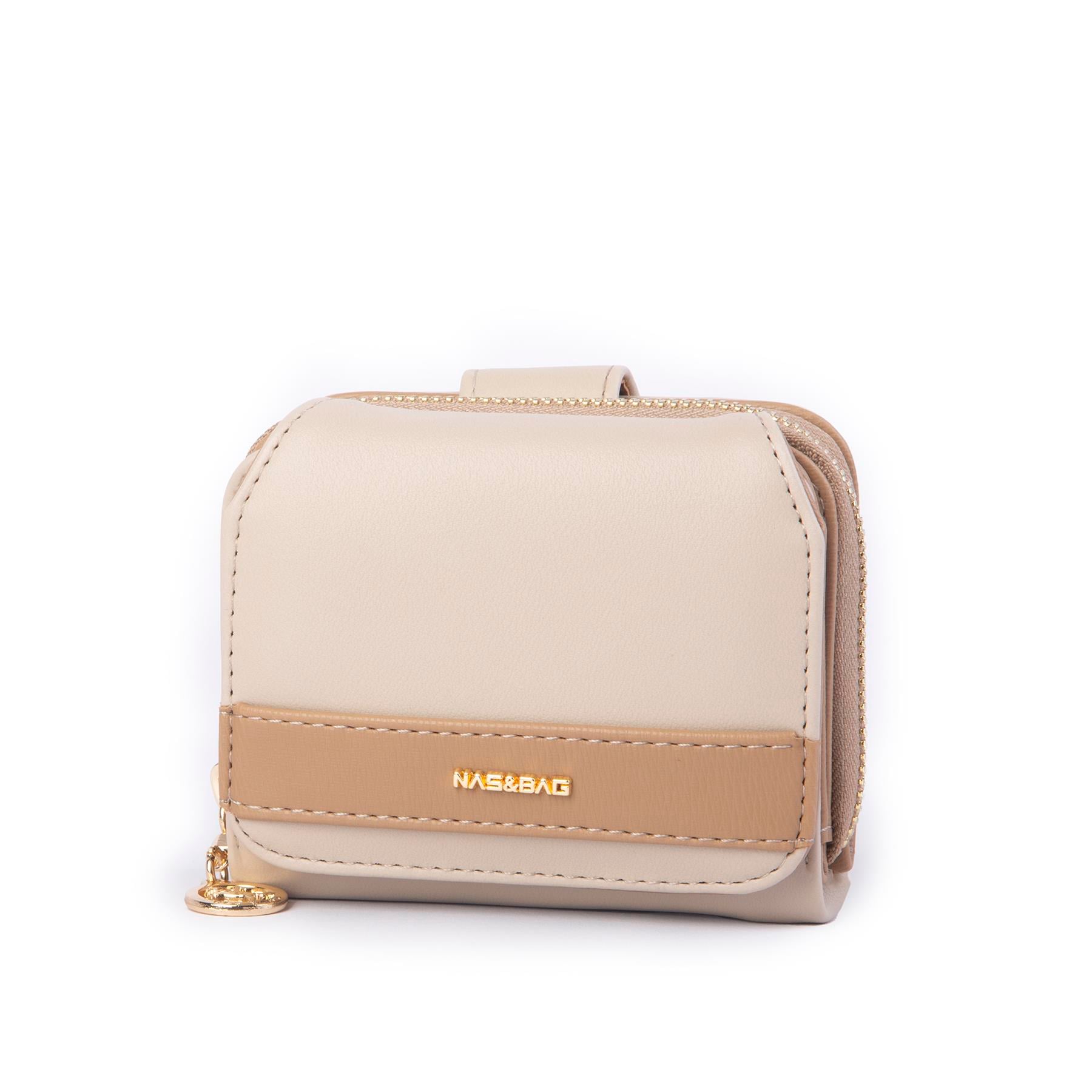 Nas Bag Kadın Kartlık Kağıt ve Demir Para ile Fotoğraflıklı Çok Fonksiyonlu Midi Boy Cüzdan  Kum Dona  (en:11 cm boy: 8 cm )