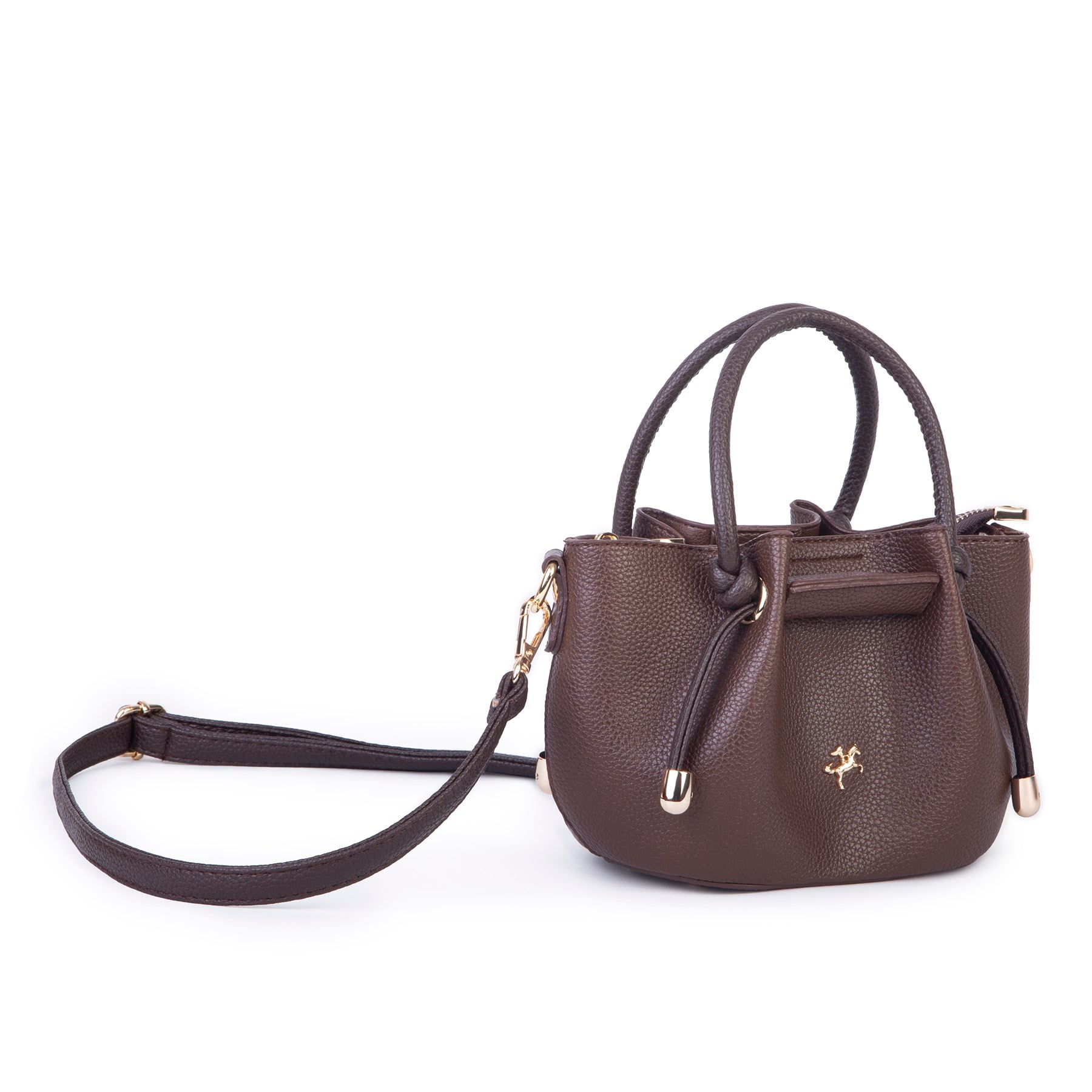 Nas Bag Kadın Mini Büzgülü Şık Çapraz Çanta Açık Kahverengi