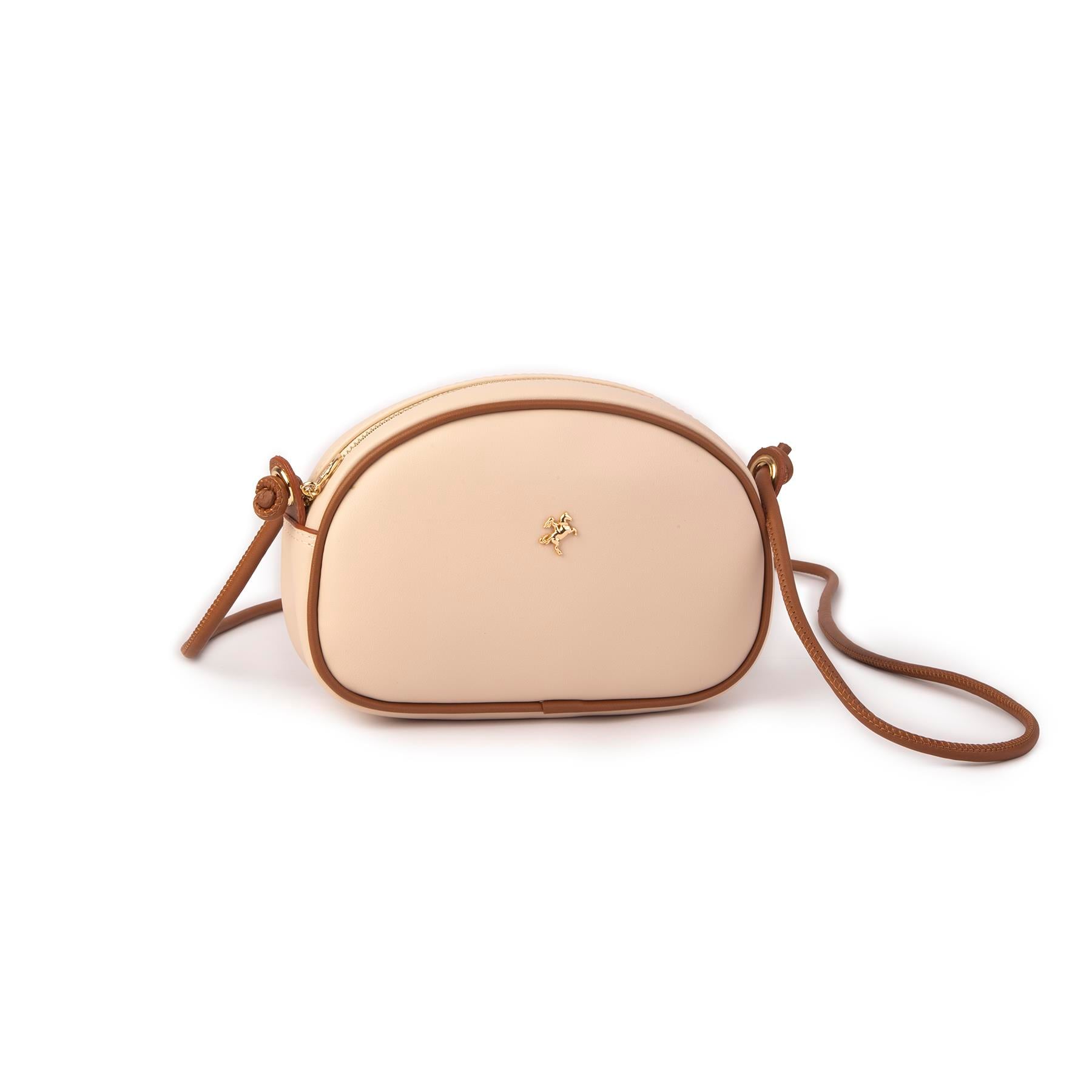 Nas Bag Kadın  Mini Çapraz Çanta Krem Taba Luna (21x16x8 cm)