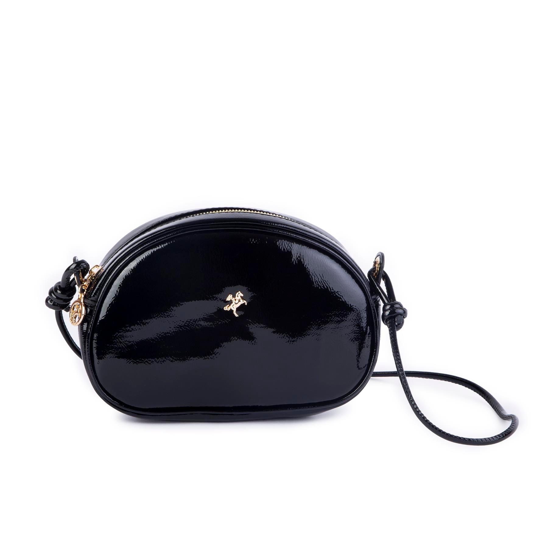 Nas Bag Kadın  Mini Çapraz  Çanta  Siyah  Rugan   (21x16x8 cm)
