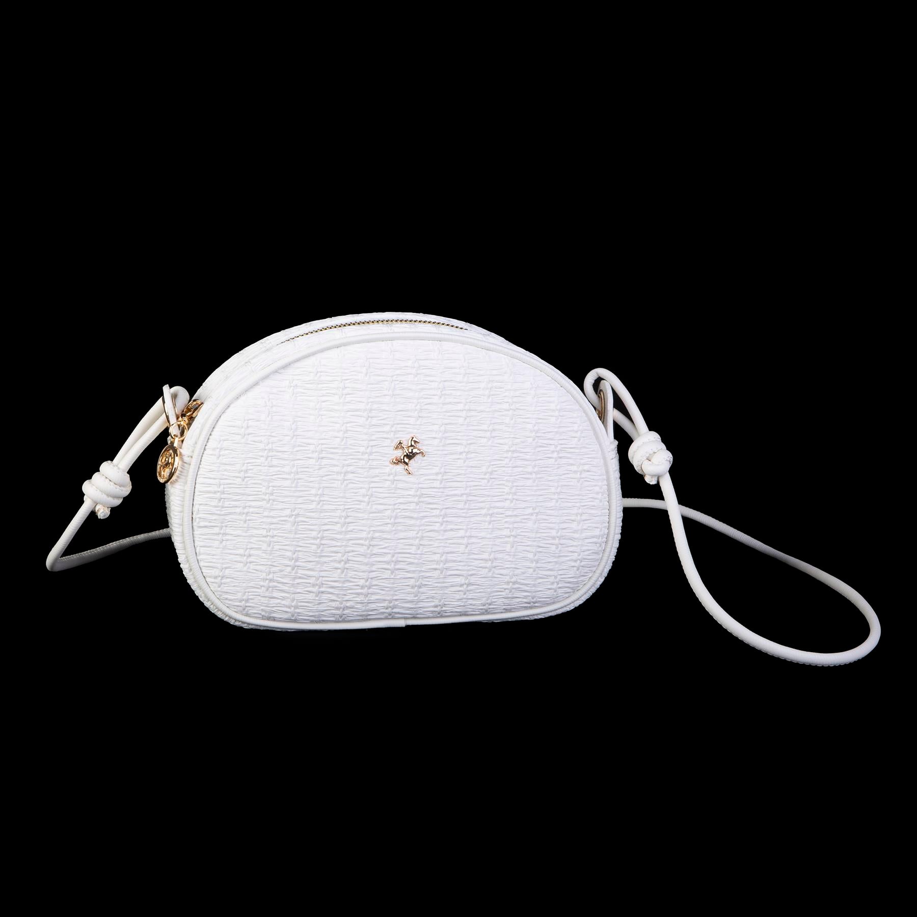 Nas Bag Kadın  Mini Çapraz Hasır Görünümlü  Çanta  Beyaz Hasır  (21x16x8 cm)