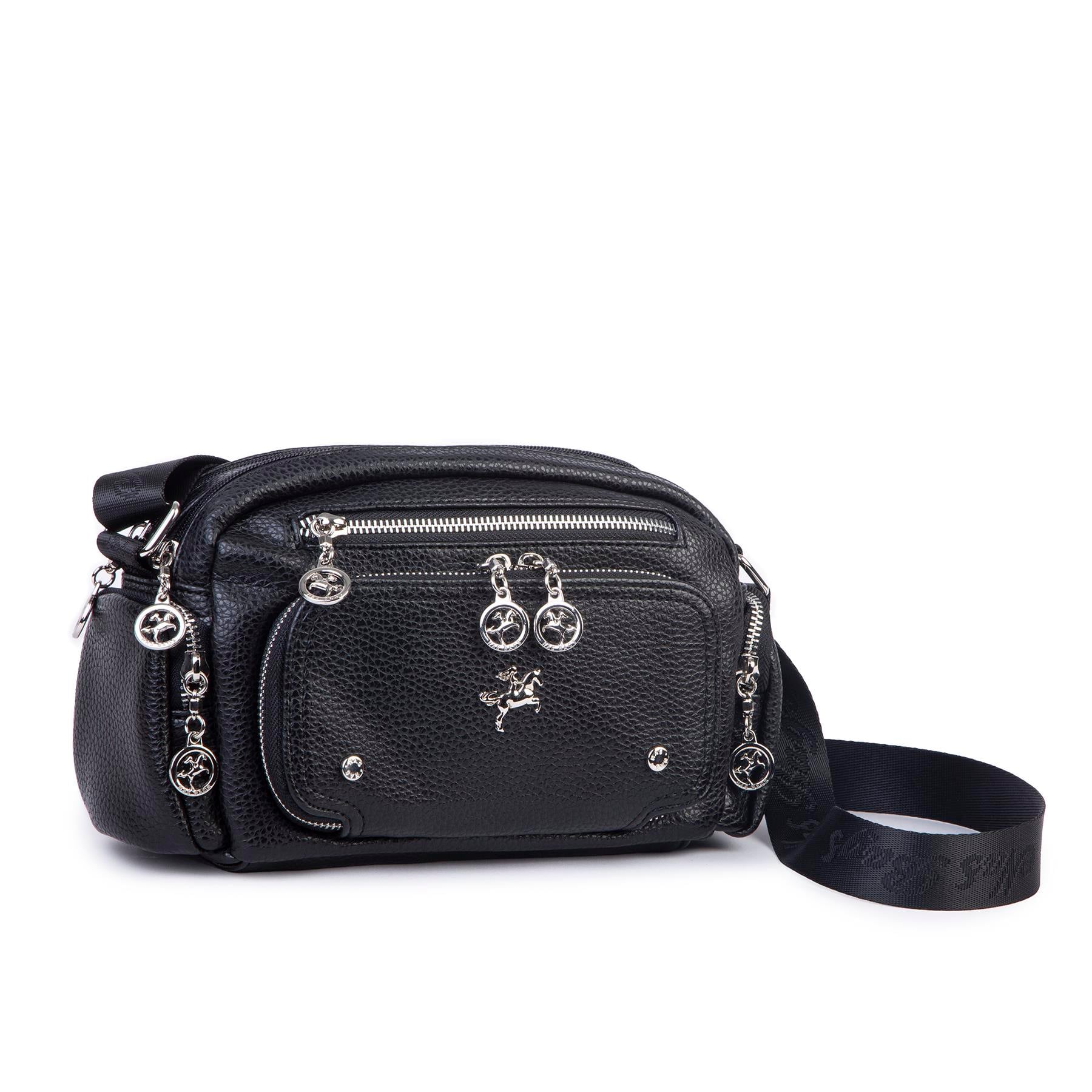 Nas Bag Kadın Mini Çok Gözlü Spor Şık Çanta ( en :25 cm , boy: 16 cm ) Siyah Lopez