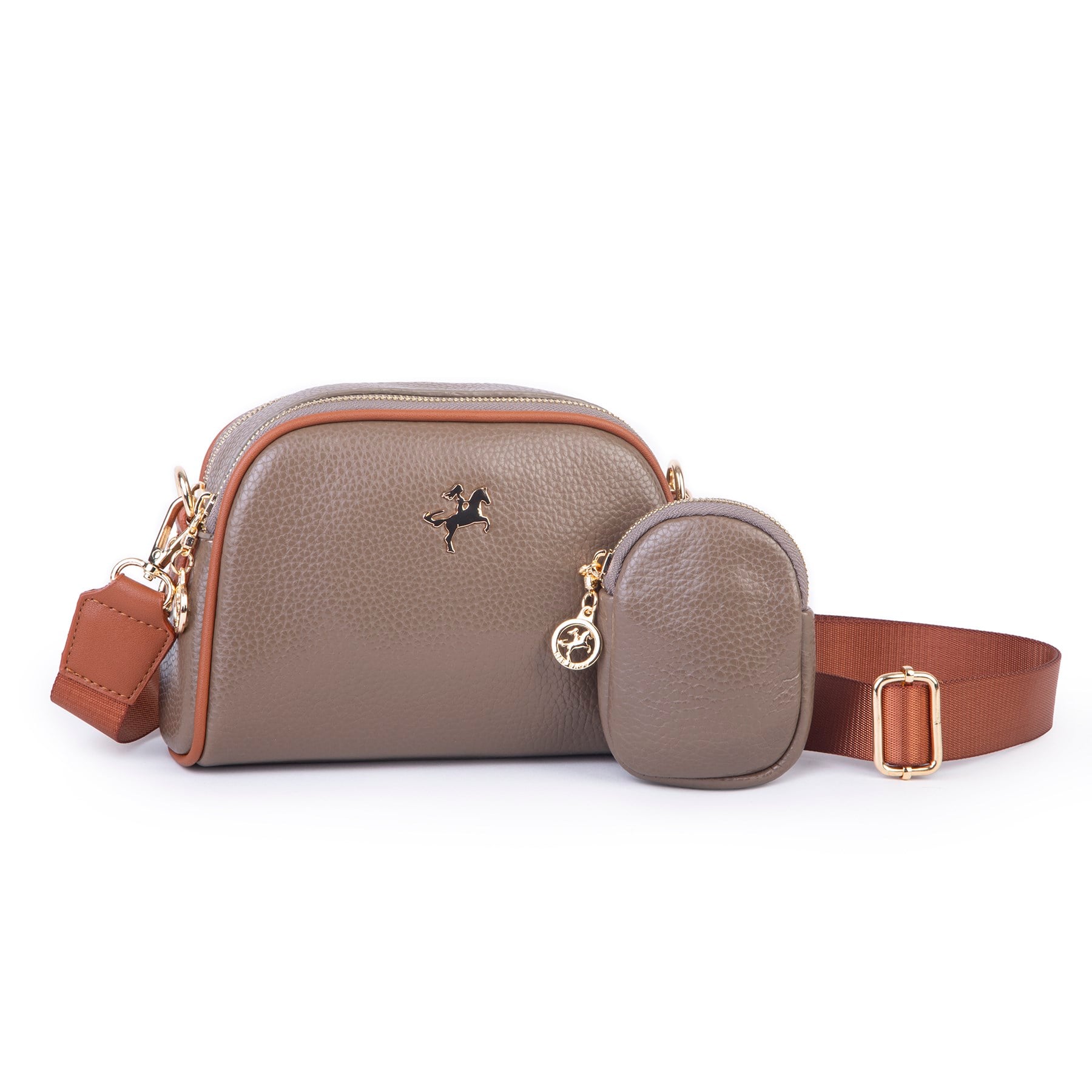 Nas Bag Kadın Mini Cüzdanlı Omuz ve Çapraz Çanta Vizon Taba Lopez
