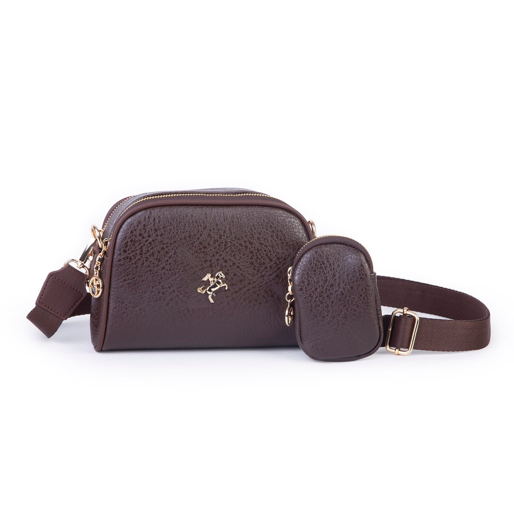 Nas Bag Kadın Mini Cüzdanlı Omuz ve Çapraz Çanta Kahve Victoria