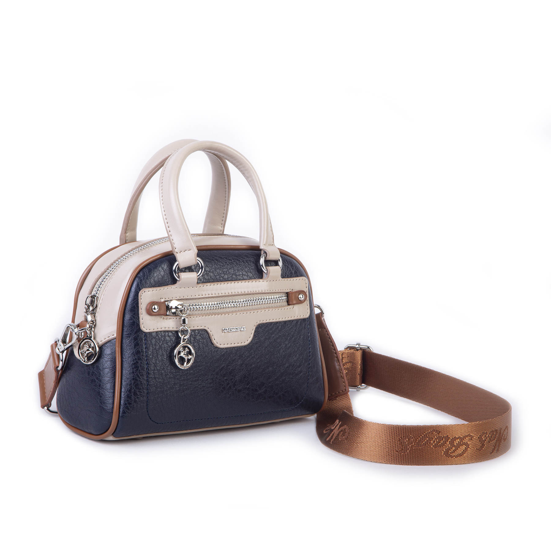 Nas Bag Kadın Mini El ve Çapraz Çanta Lacivert Kum Taba Victoria