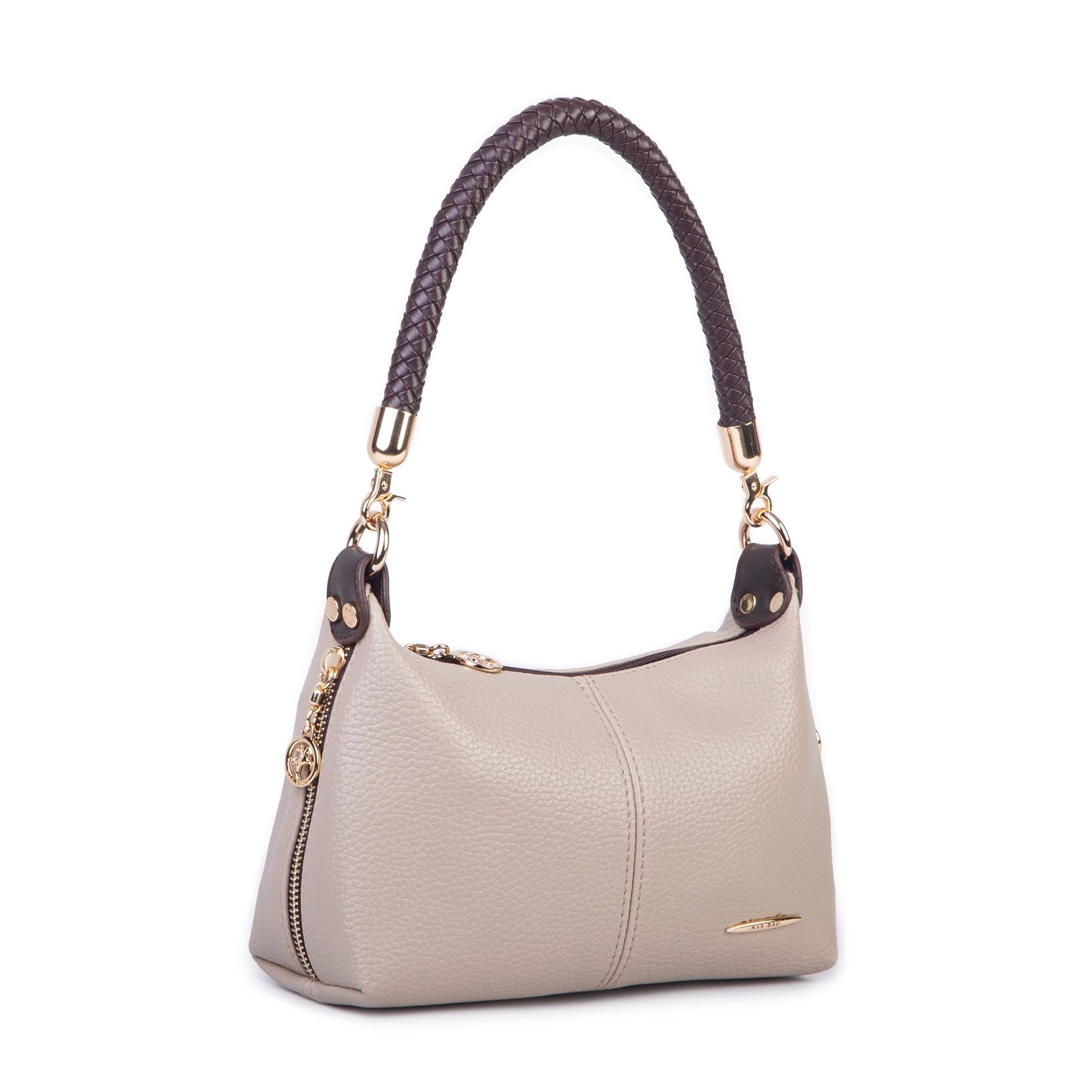 Nas Bag Kadın Mini Omuz ve Çapraz Çanta Örgülü Askılı (en: 23 cm , boy: 14 cm)  Kum Kahve Lopez