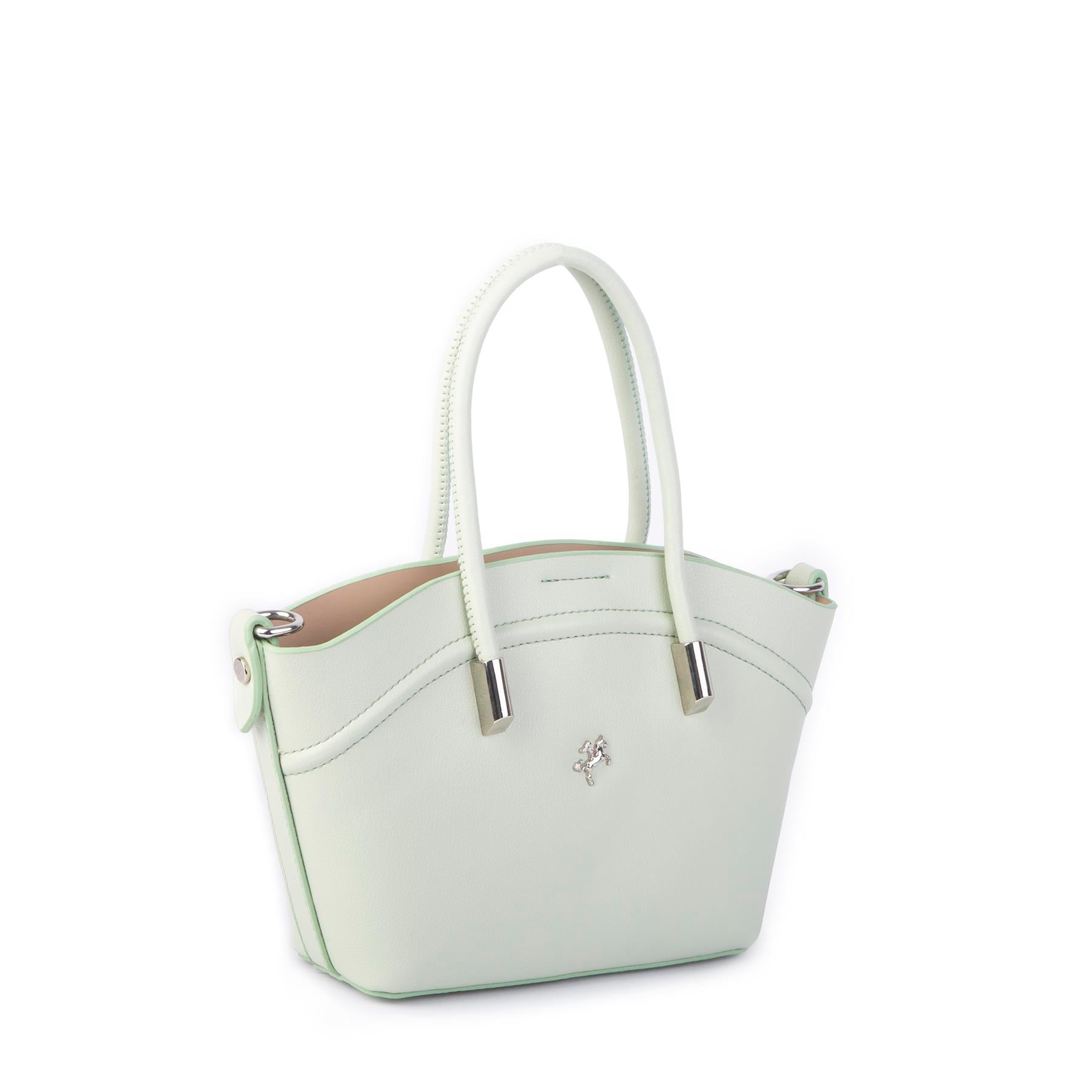 Nas Bag Kadın Mini Sepet Çanta El ve Çapraz Çanta Mint Yeşili Golf  ( 20x18cm)