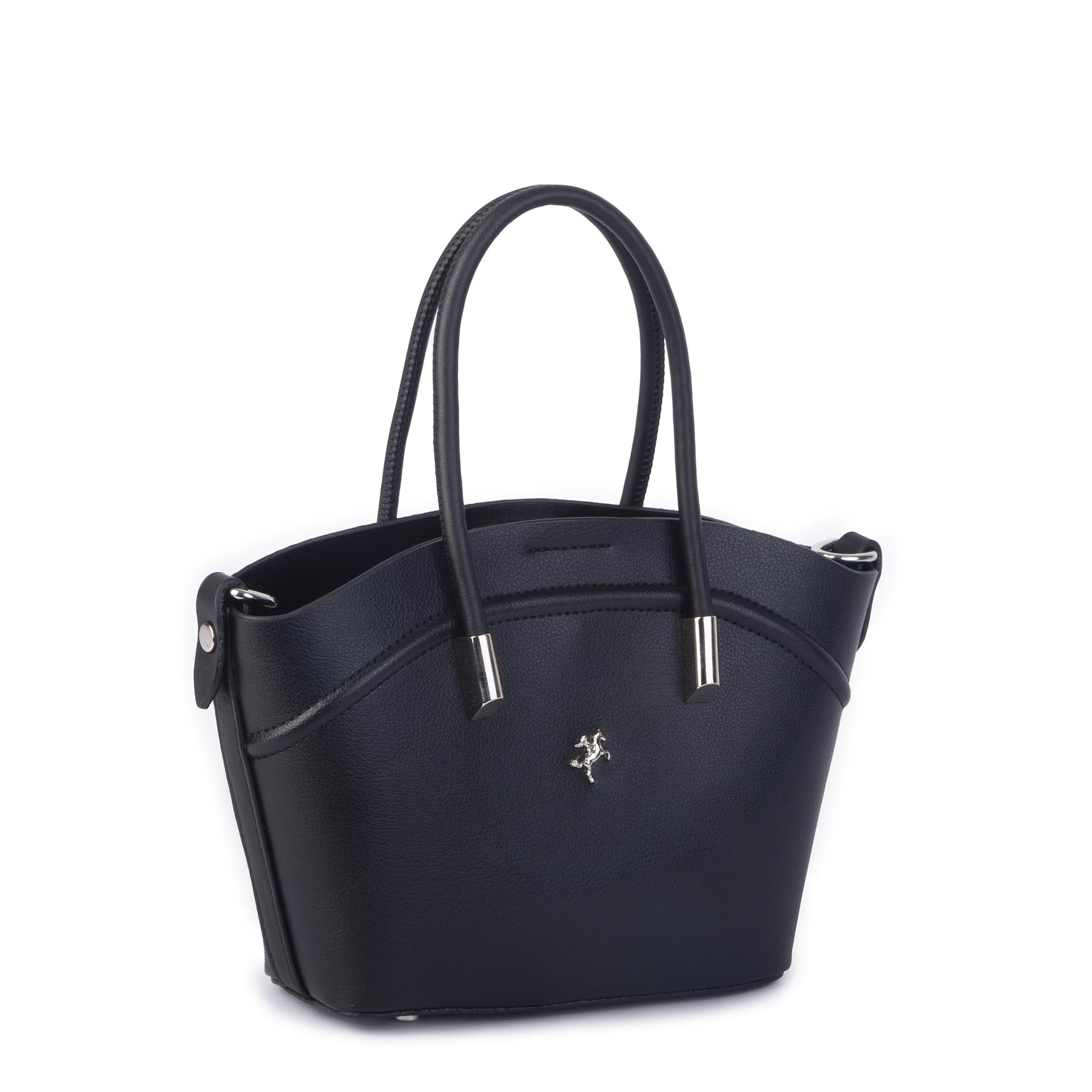 Nas Bag Kadın Mini Sepet Çanta El ve Çapraz Çanta Siyah Golf  ( 20x18cm)