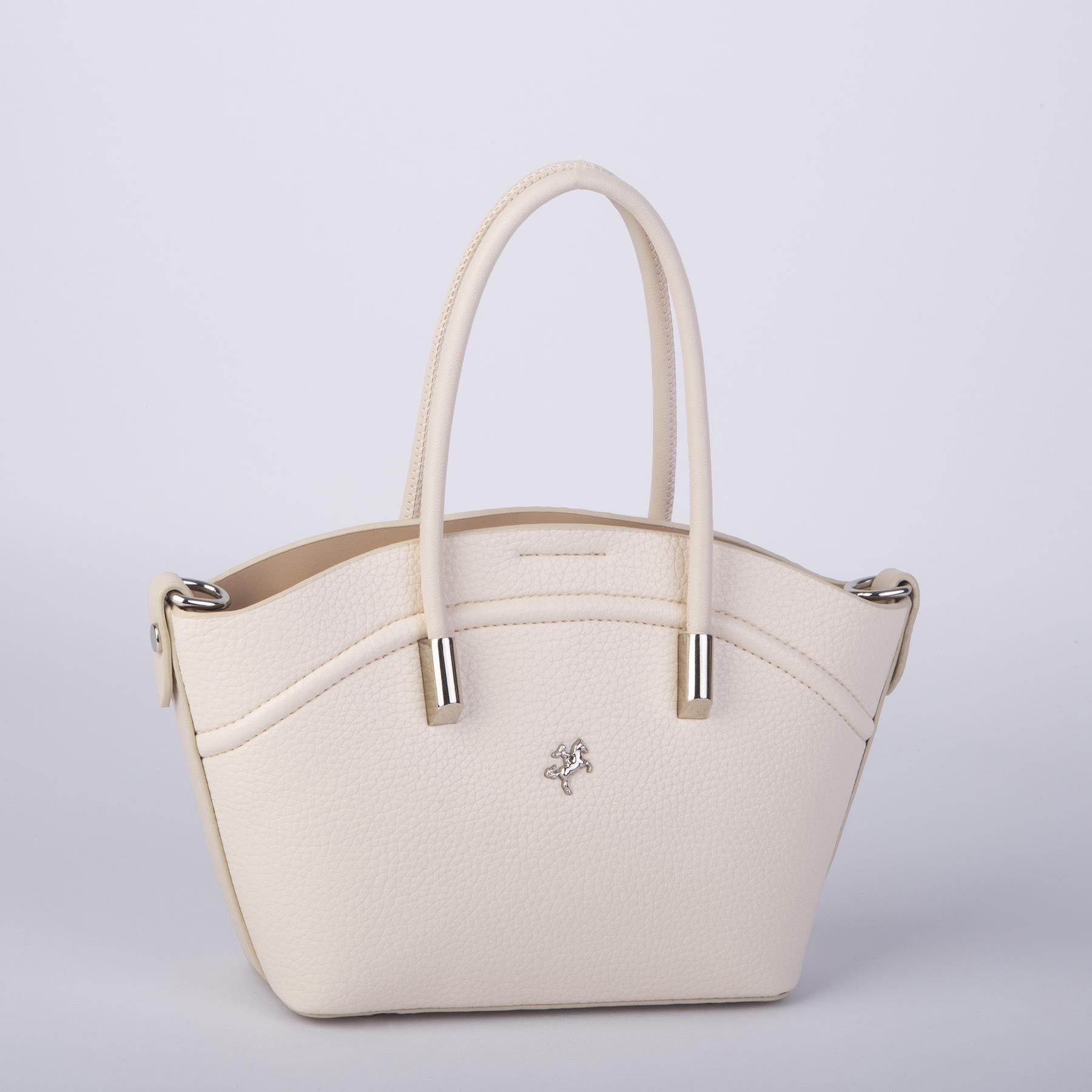 Nas Bag Kadın Mini Sepet Çanta El ve Çapraz Çanta Krem  Lopez ( 20x18cm)