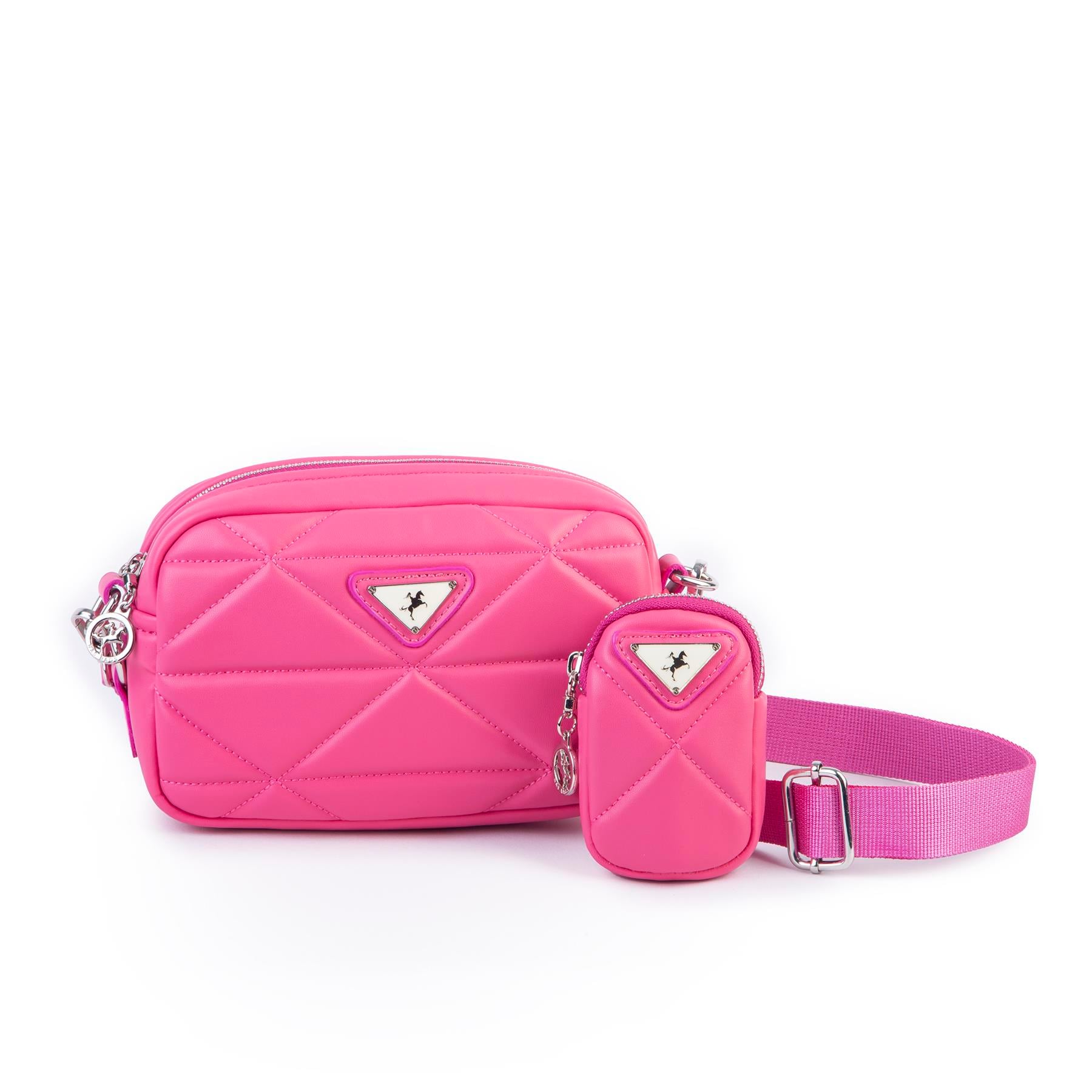 Nas Bag Kadın Mini Spor Kapitone Mini Cüzdanlı Çapraz Çanta Fuşya 