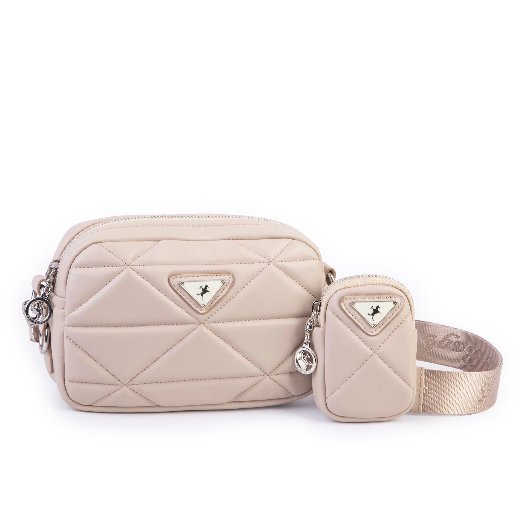Nas Bag Kadın Mini Spor Kapitone Mini Cüzdanlı Çapraz Çanta Kum