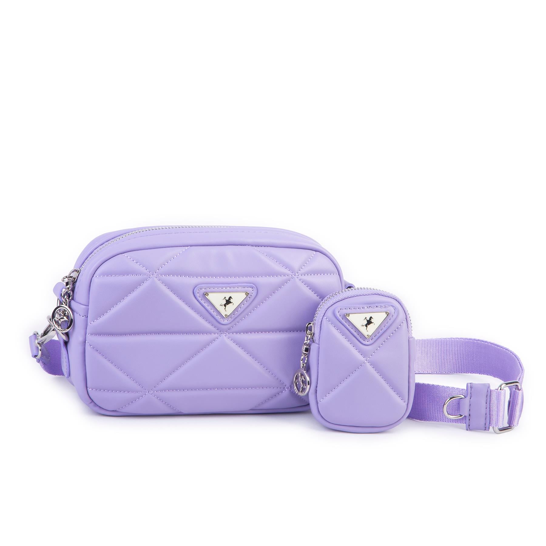 Nas Bag Kadın Mini Spor Kapitone Mini Cüzdanlı Çapraz Çanta Lila