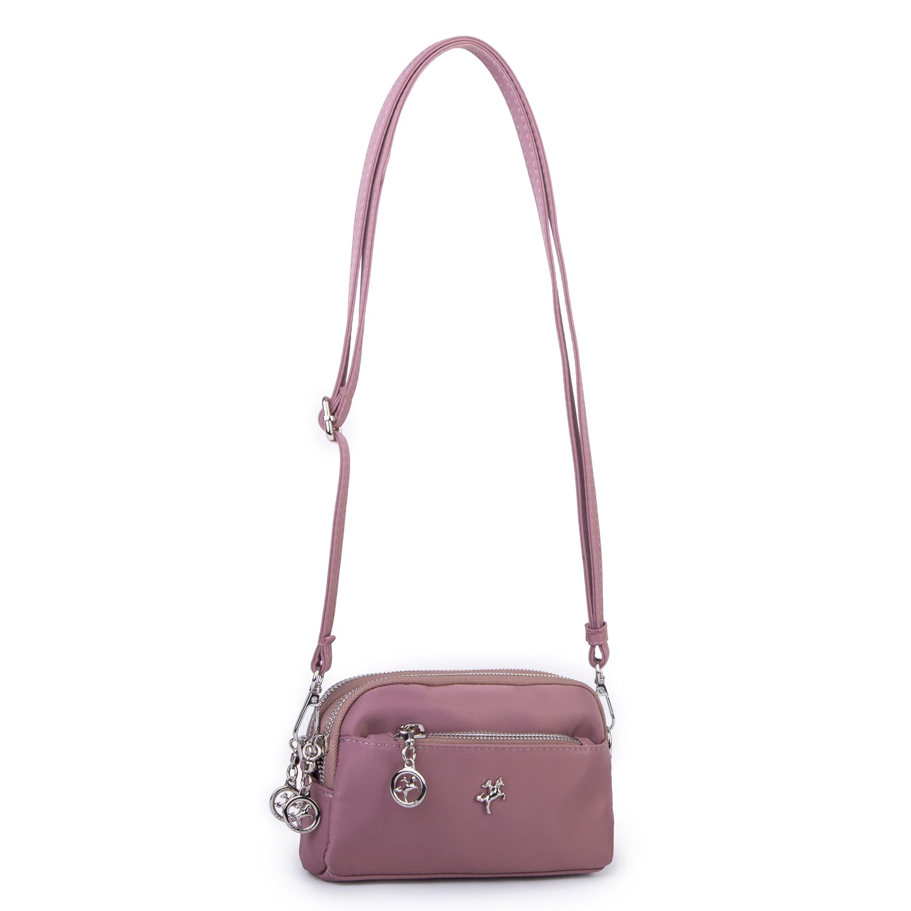 Nas Bag Kadın Mini Spor Şık Günlük Postacı Çapraz Çanta (en 18 cm , boy 10 cm ) Pudra