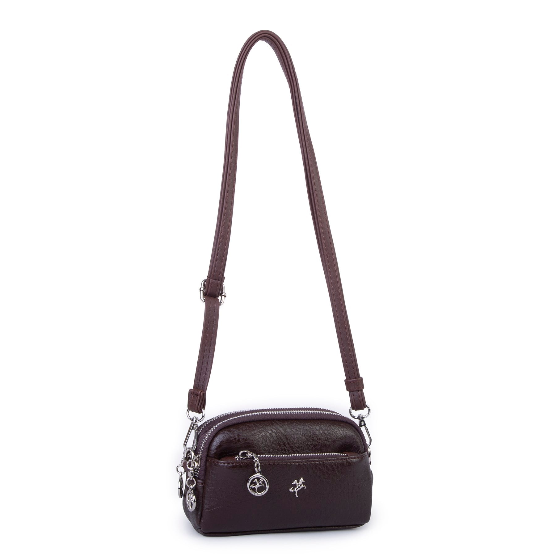 Nas Bag Kadın Mini Spor Şık Günlük Postacı Çapraz Çanta (en 18 cm , boy 10 cm ) Kahve Victoria