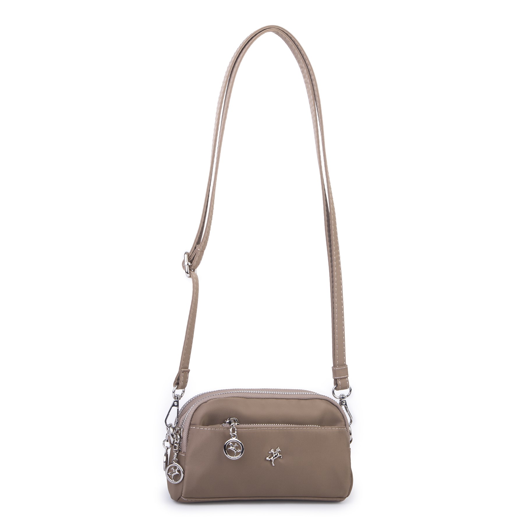 Nas Bag Kadın Mini Spor Şık Günlük Postacı Çapraz Çanta (en 18 cm , boy 10 cm ) Vizon