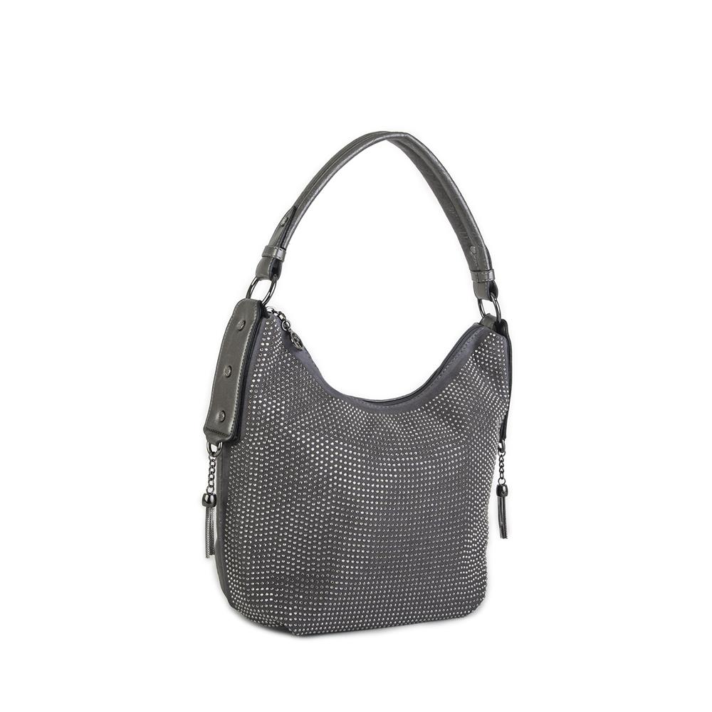 Nas Bag Kadın Omuz Çantası Gri  Taşlı
