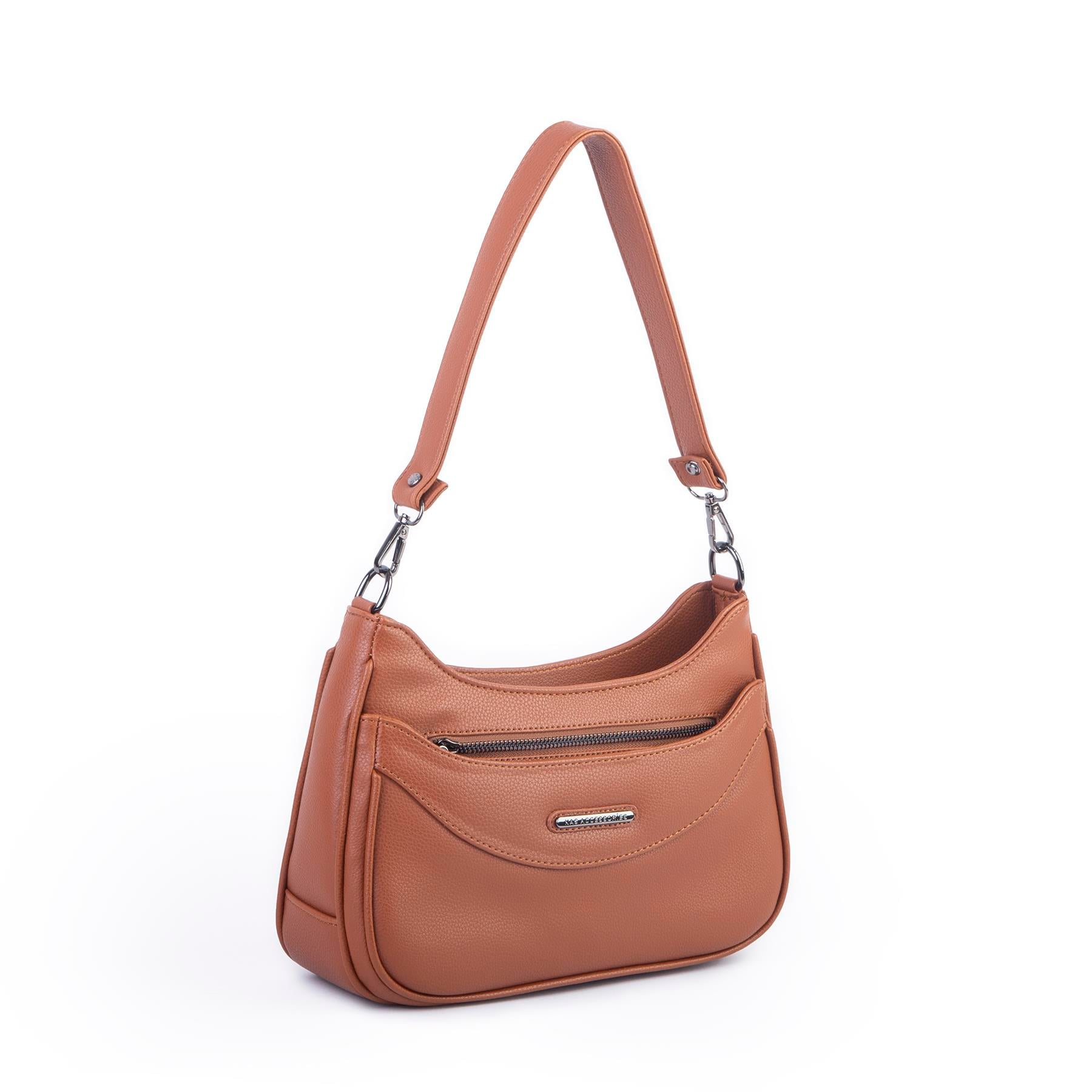 Nas Bag Kadın Omuz ve Çapraz Baget Çanta Taba Prestij ( 28x17  cm)