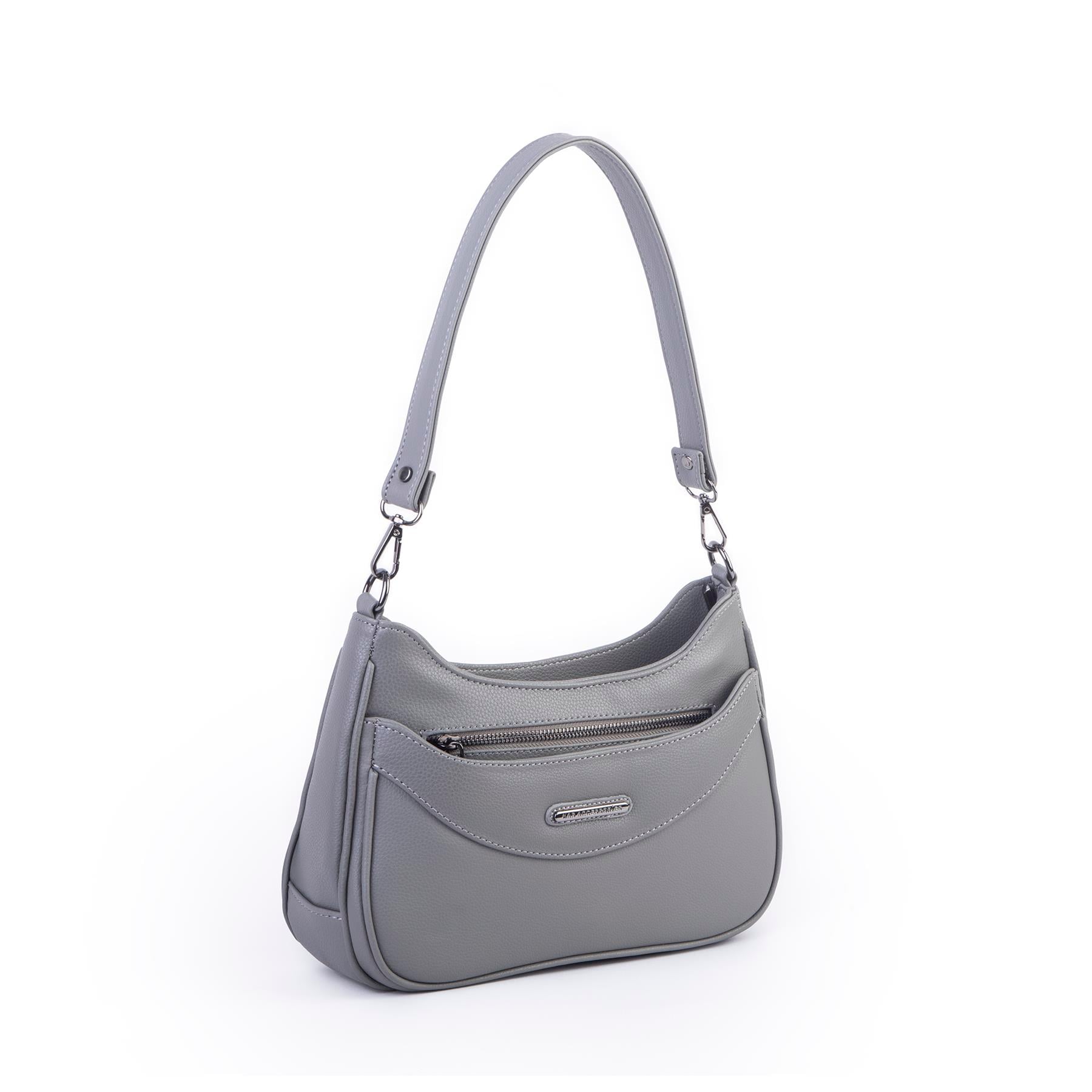 Nas Bag Kadın Omuz ve Çapraz Baget Çanta Gri Prestij ( 28x17  cm)