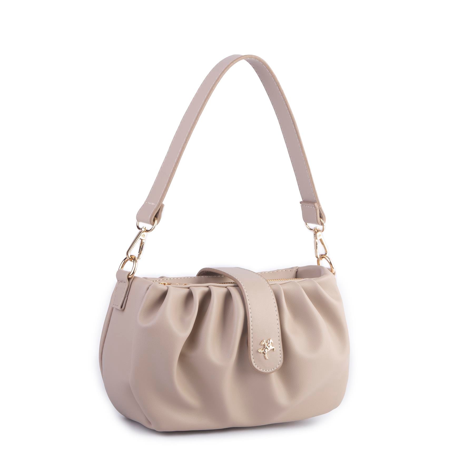 Nas Bag Kadın Omuz ve Çapraz Çanta Çift Askılı Kum Dona (24x18cm)