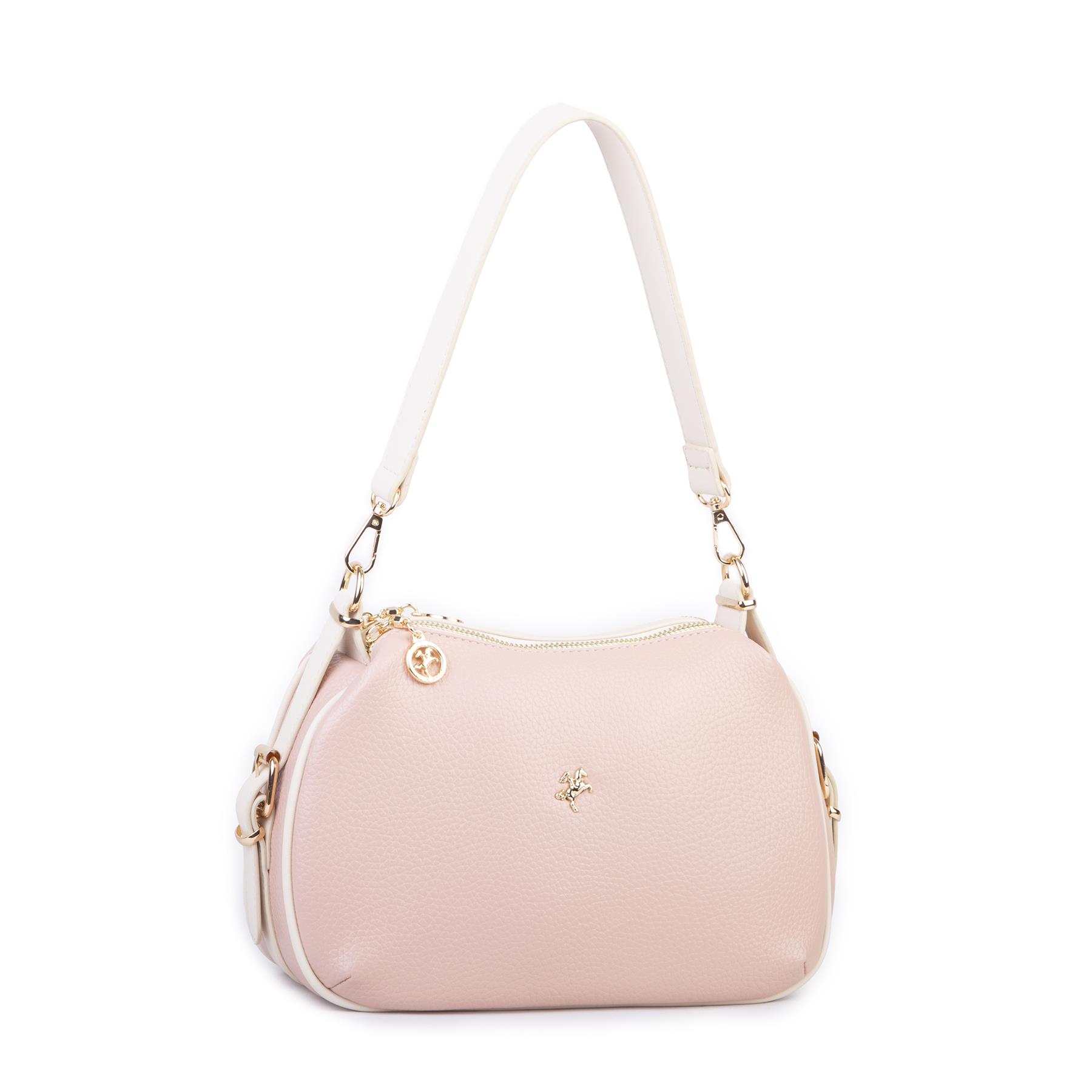 Nas Bag Kadın Omuz ve Çapraz Çanta Çok Gözlü Şık Tasarım (28x18 cm) Pudra Krem  Lopez
