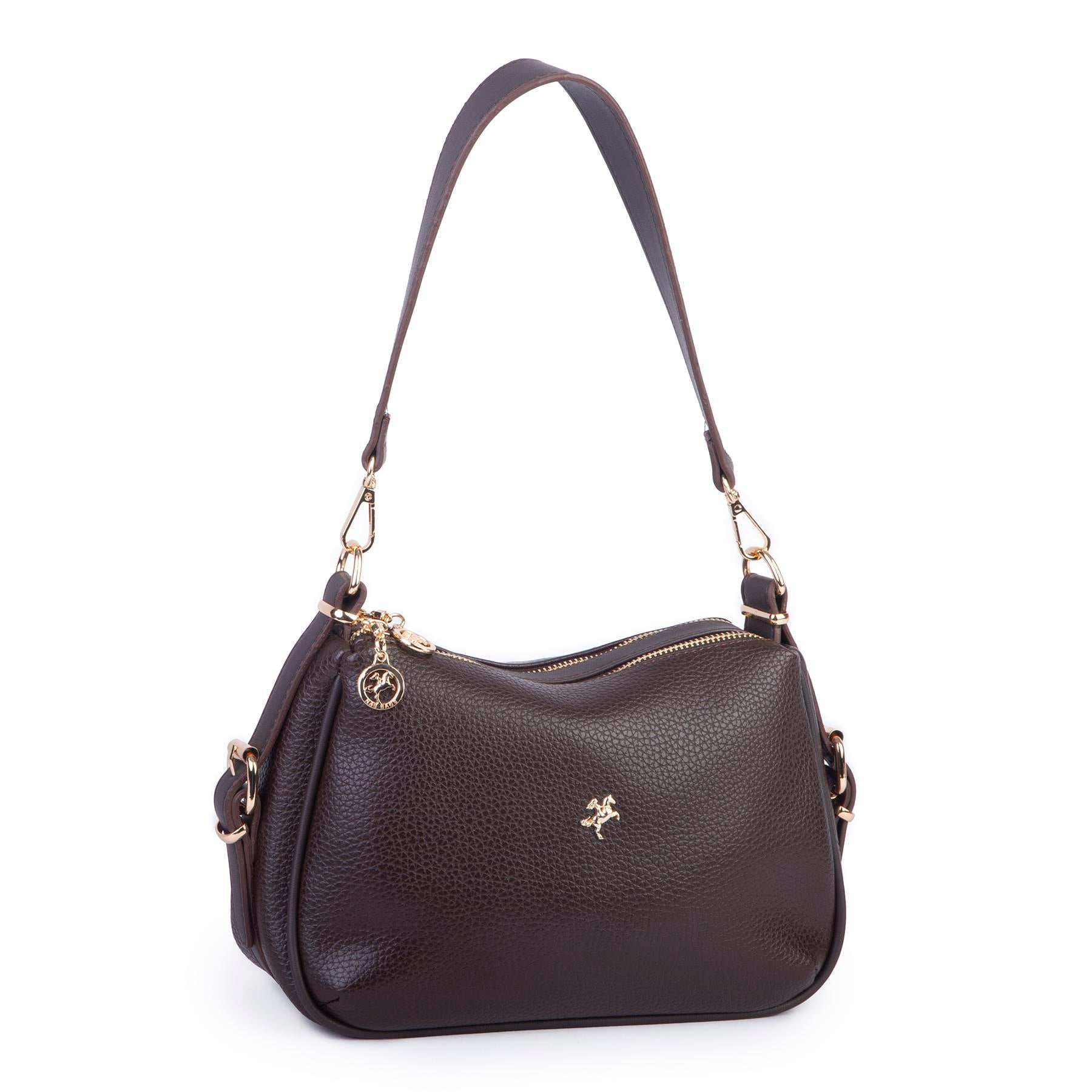 Nas Bag Kadın Omuz ve Çapraz Çanta Çok Gözlü Şık Tasarım (28x18 cm) Kahve Lopez