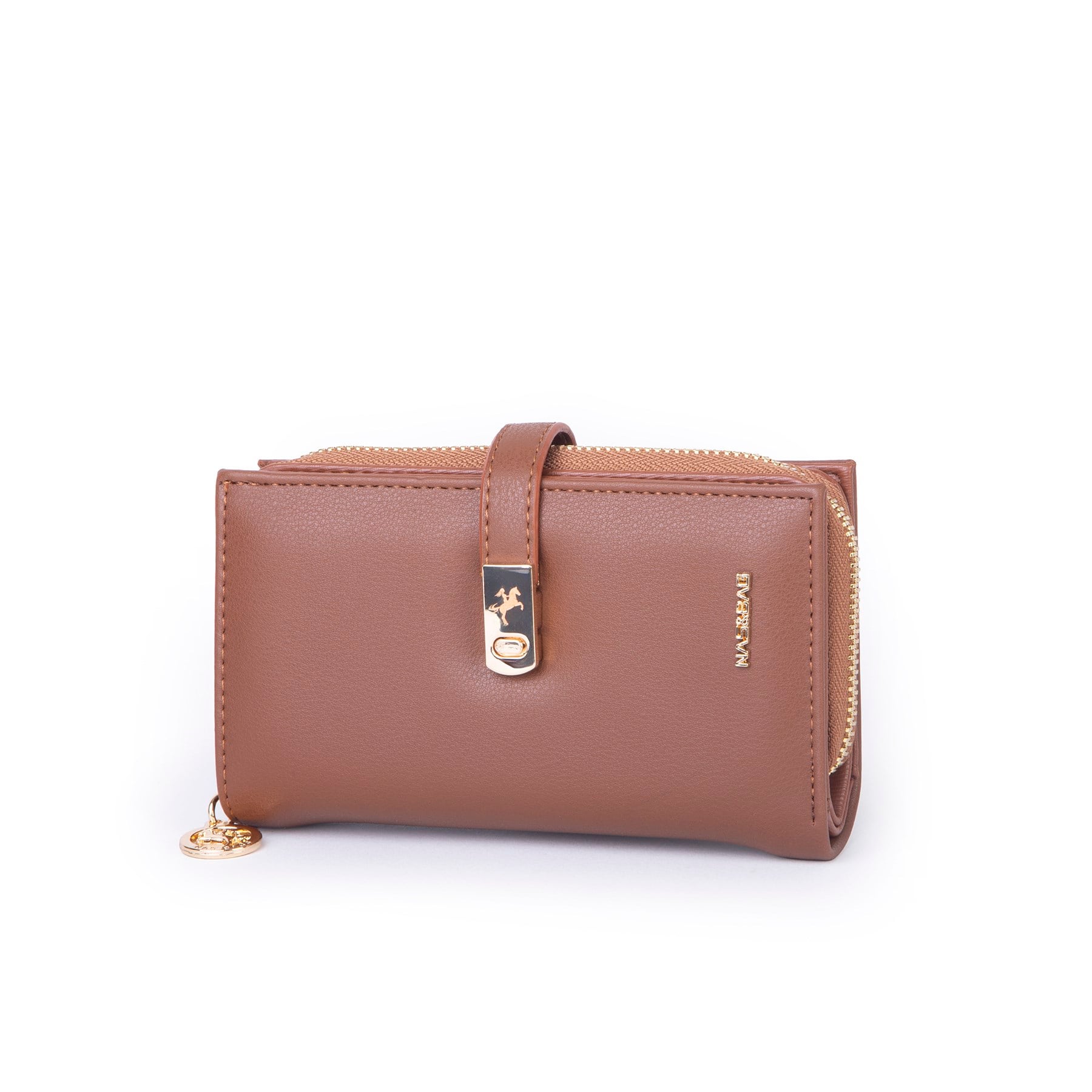 Nas Bag Kadın Orta Boy Kartlık Kağıt Para ve Bozuk Para Tasarımına Sahip Taba Dona [16x9 cm]