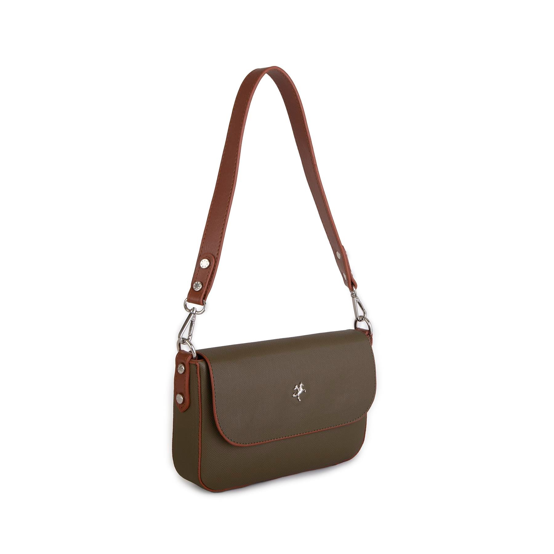 Nas Bag Kadın Postacı Çantası Çift Askılı Yeşil Taba Açelya(22x16x5 cm)