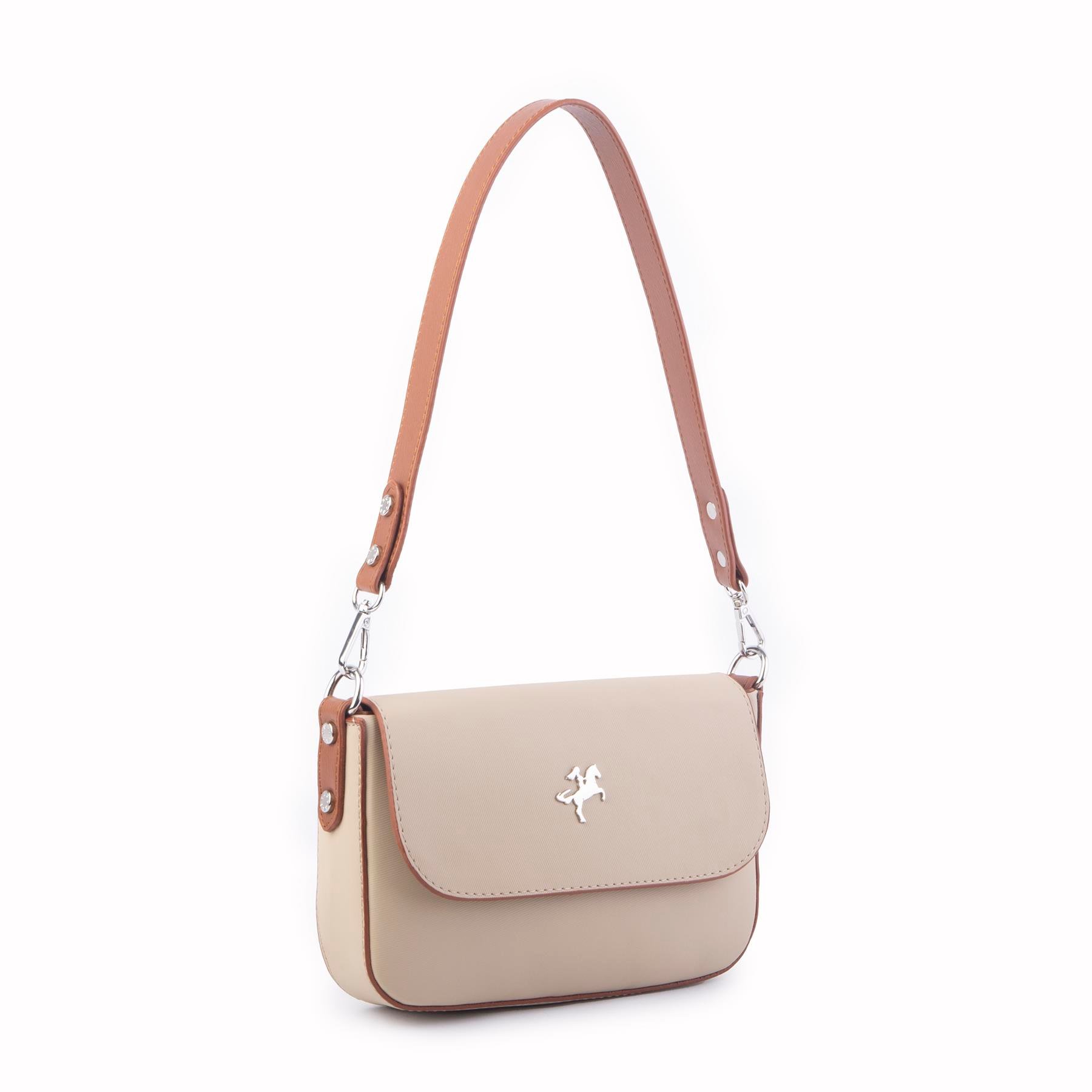 Nas Bag Kadın Postacı Çantası Çift Askılı Kum Taba Karaca  (22x16x5 cm)