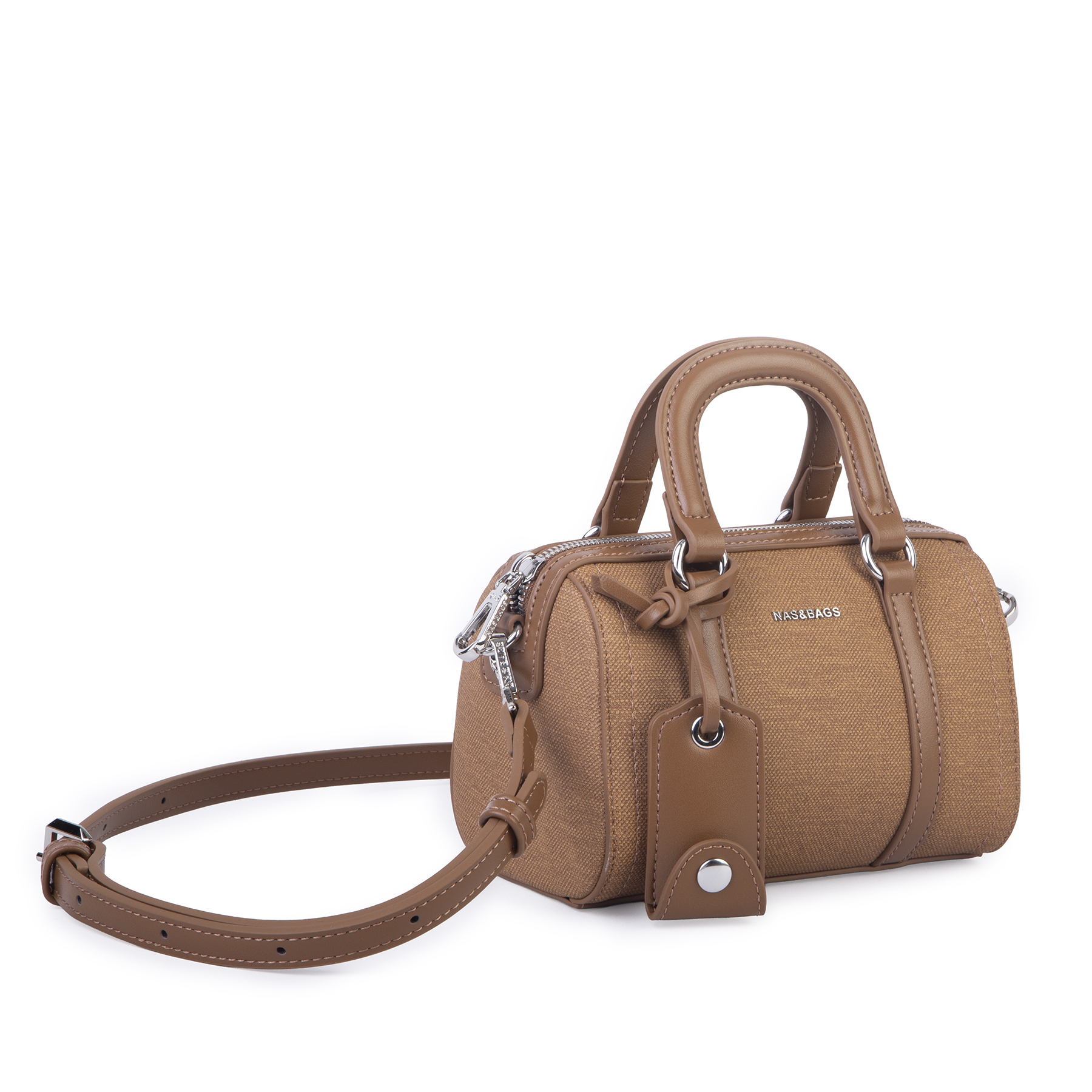 Nas Bag Kadın Premium Mini 2li set El Omuz ve Çapraz Çanta ile Cüzdan Seti Taba 