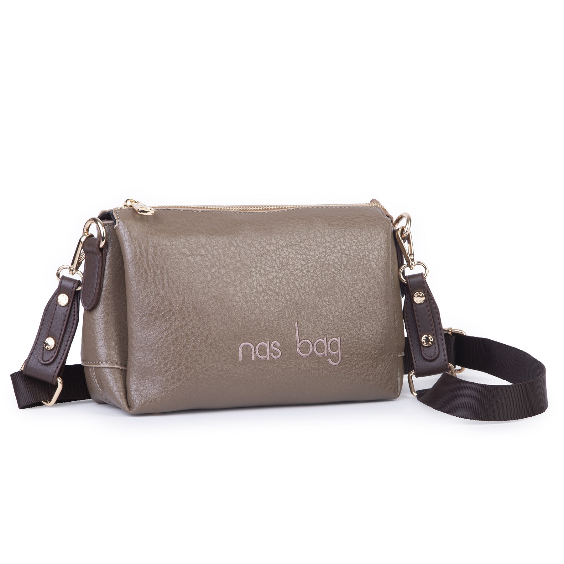 Nas Bag Kadın Sade Günlük Postacı Çantası ( 25x16 cm) Vizon Kahve Victoria