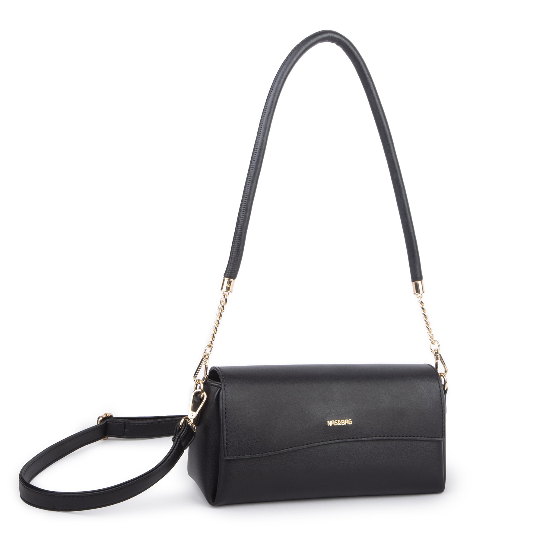 Nas Bag Kadın Sade Şık Omuz ve Çapraz Çanta (en 24 cm ;boy 12 cm ) Siyah